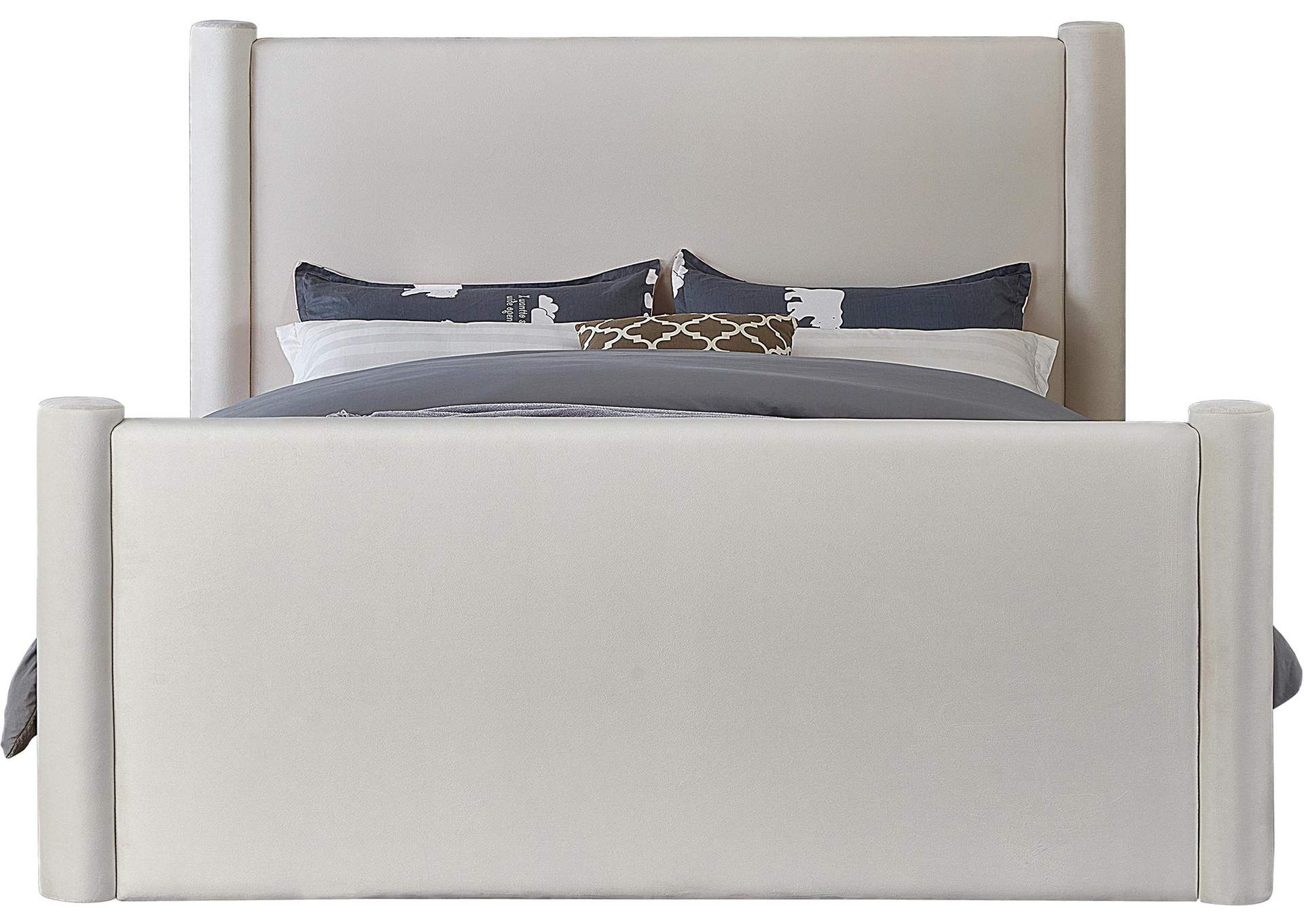 Elias Cream Velvet Full Bed