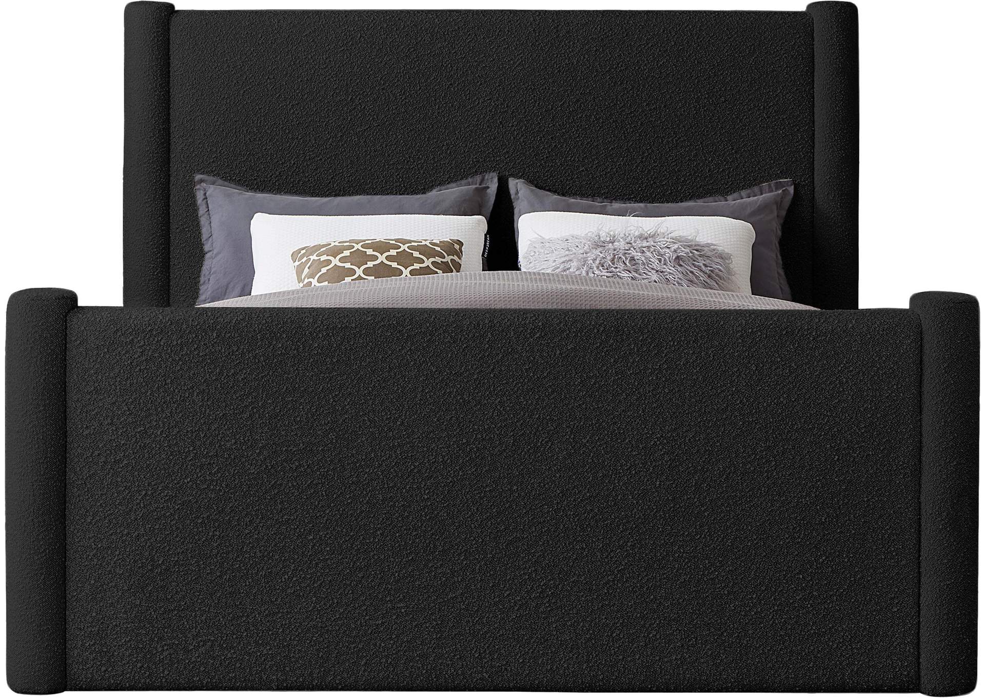 Elias Black Boucle Fabric King Bed