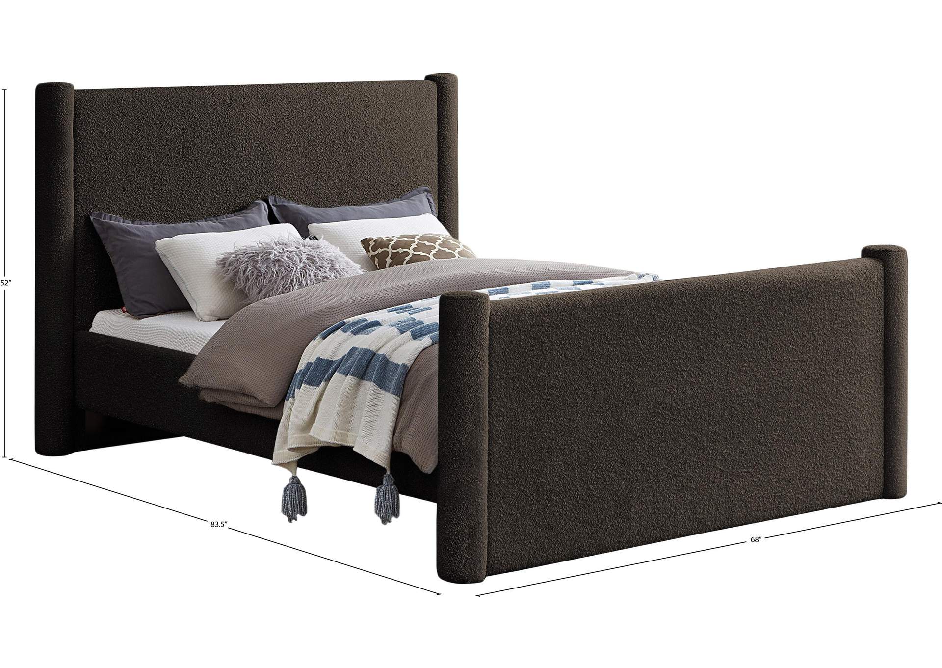 Elias Brown Boucle Fabric Full Bed
