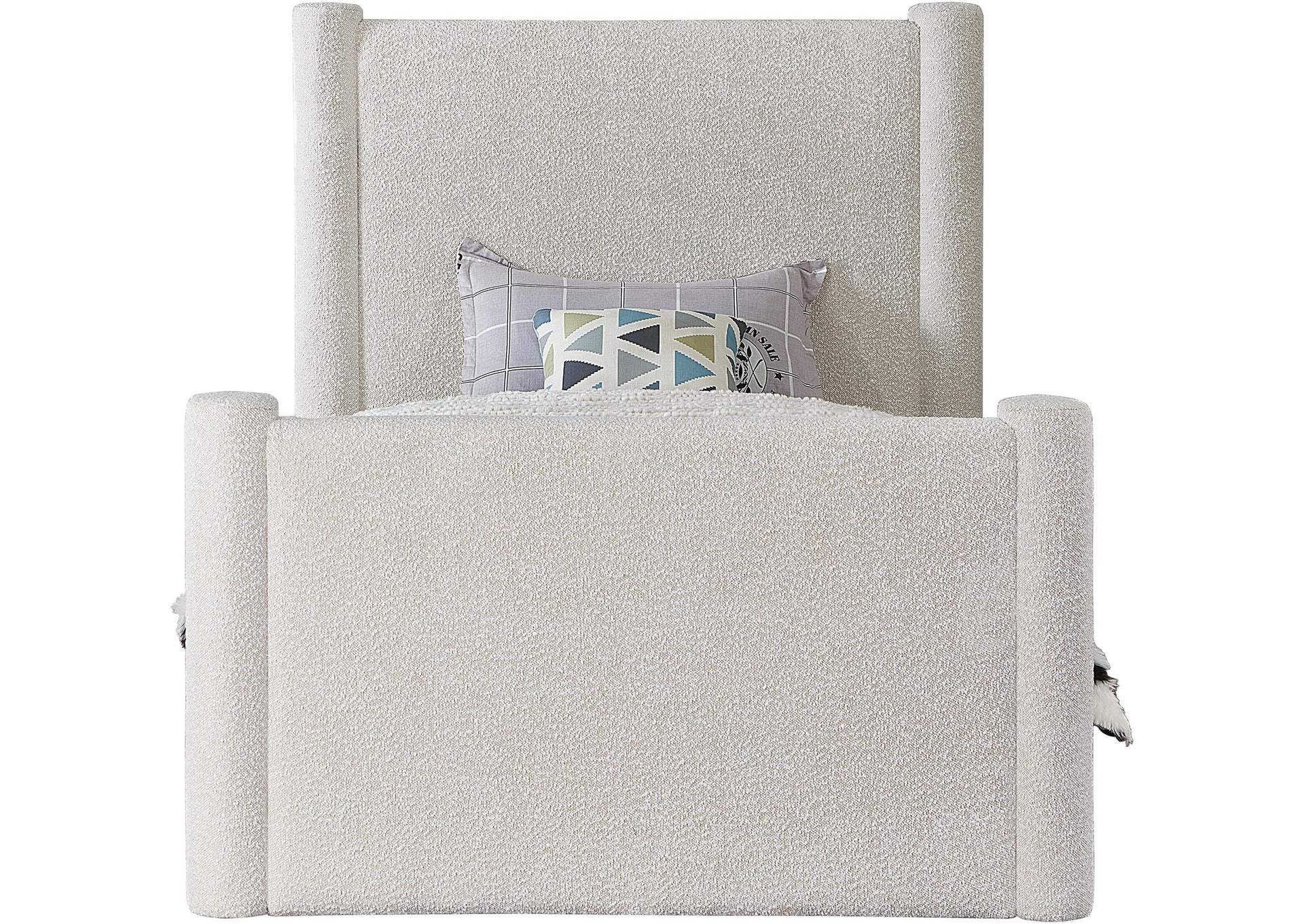 Elias Cream Boucle Fabric Twin Bed