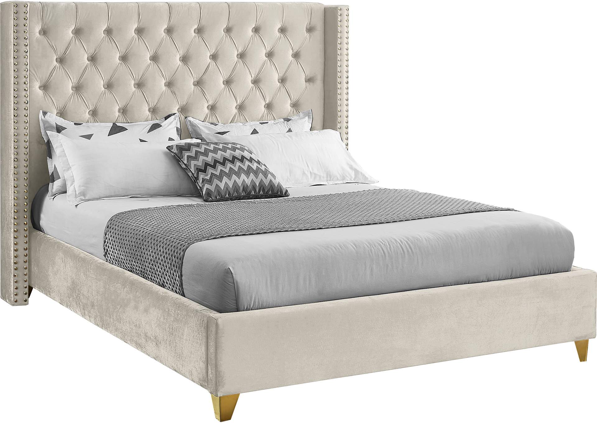 Barolo Cream Velvet Twin Bed