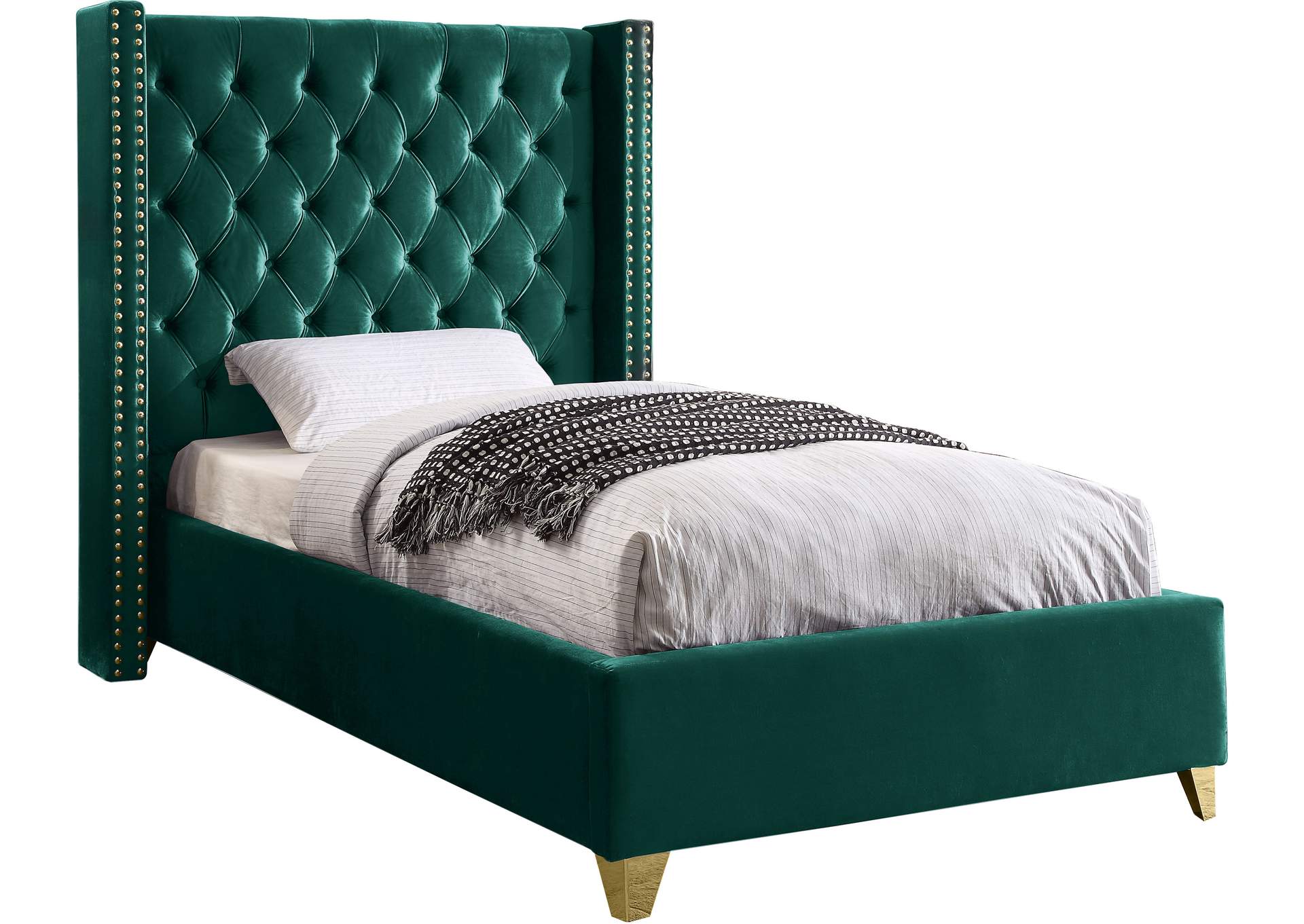 Barolo Green Velvet Full Bed