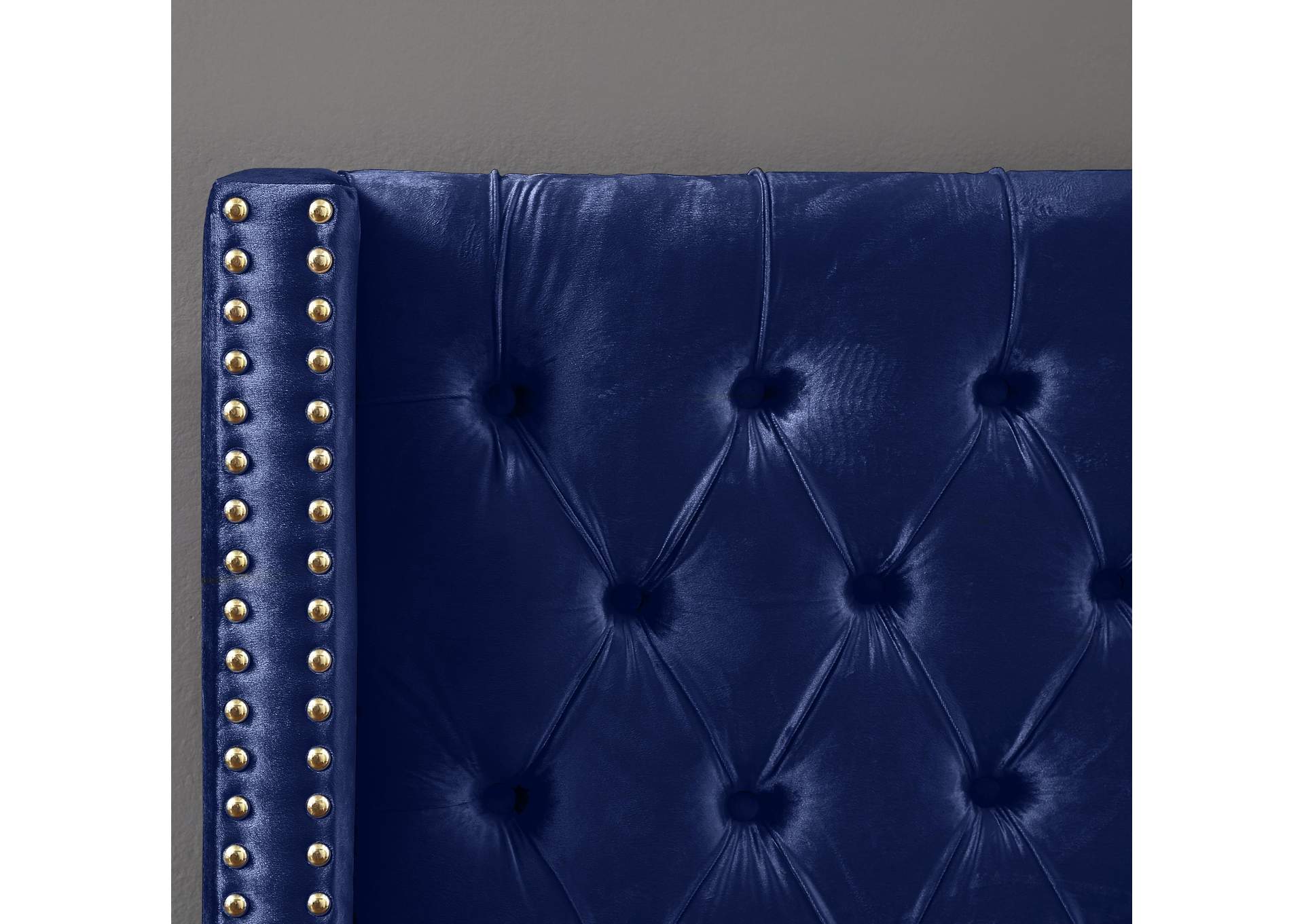 Barolo Navy Velvet Twin Bed