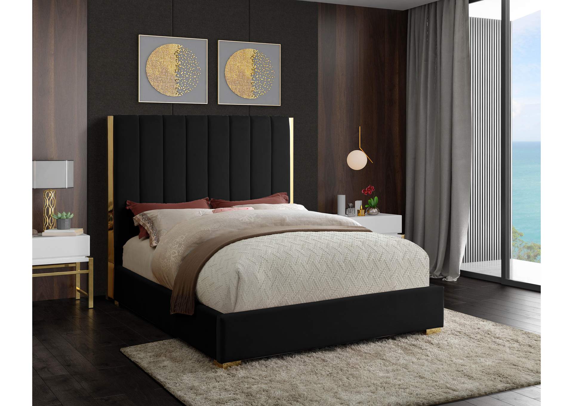 Becca Black Velvet King Bed