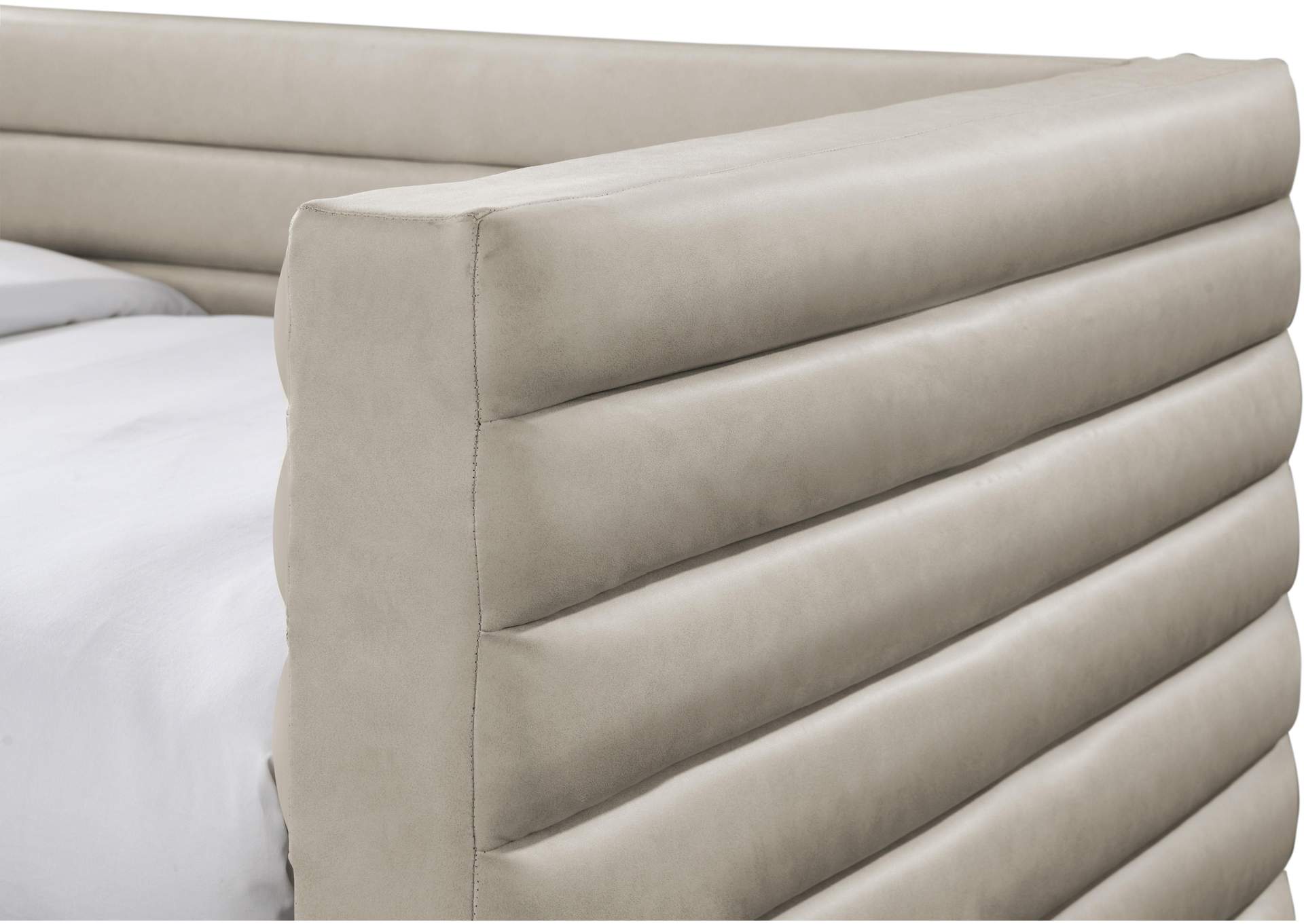 Beverly Beige Vegan Leather Twin Daybed