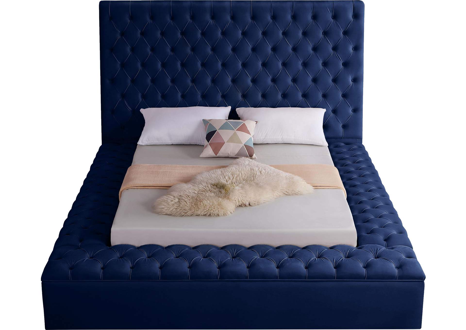Bliss Navy Velvet Full Bed (3 Boxes)
