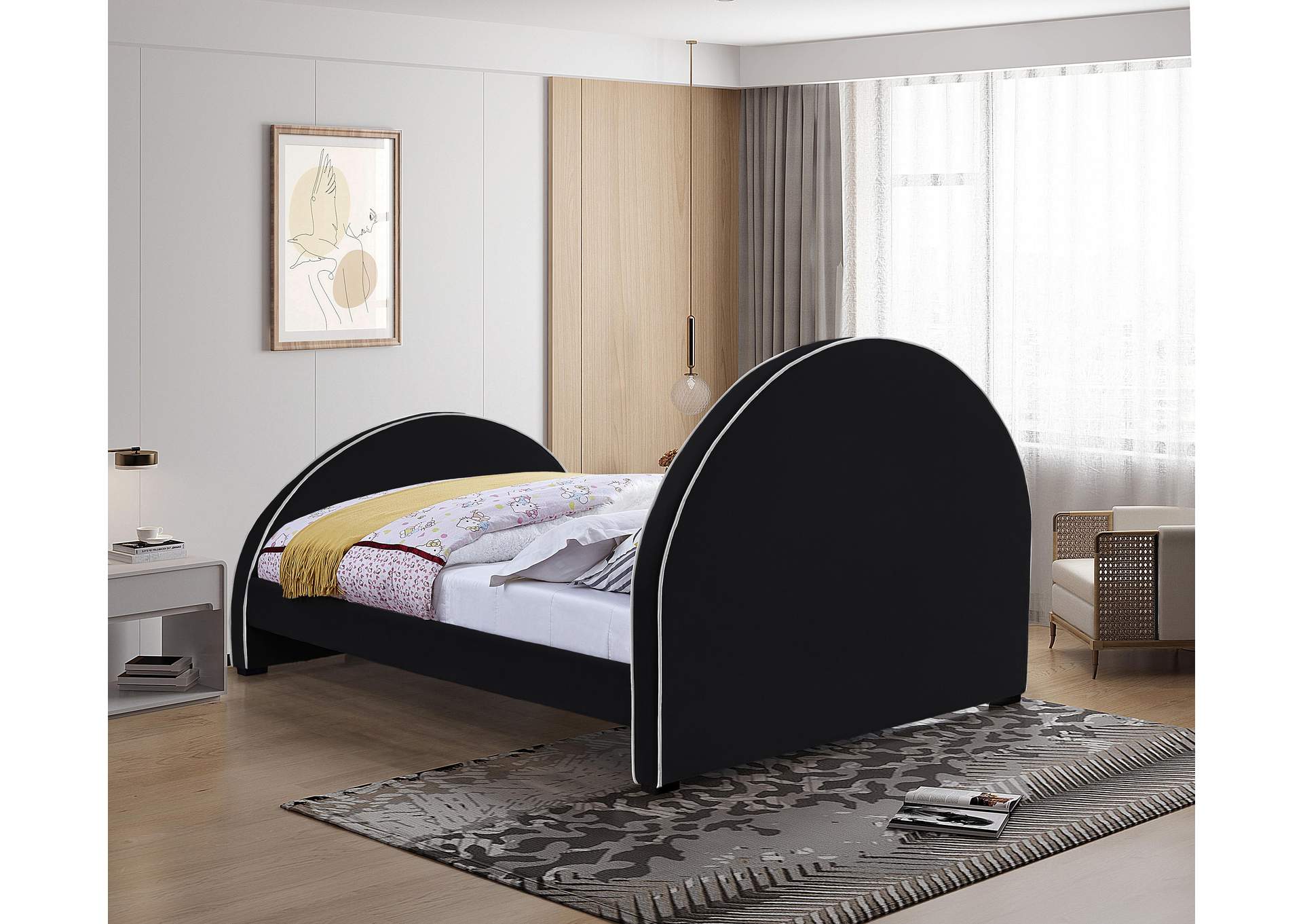 Brody Black Velvet King Bed
