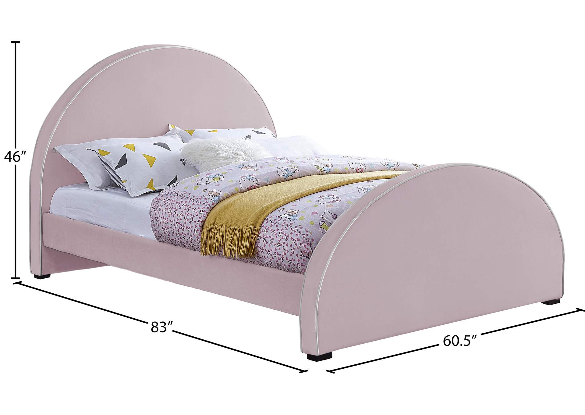Brody Pink Velvet Full Bed