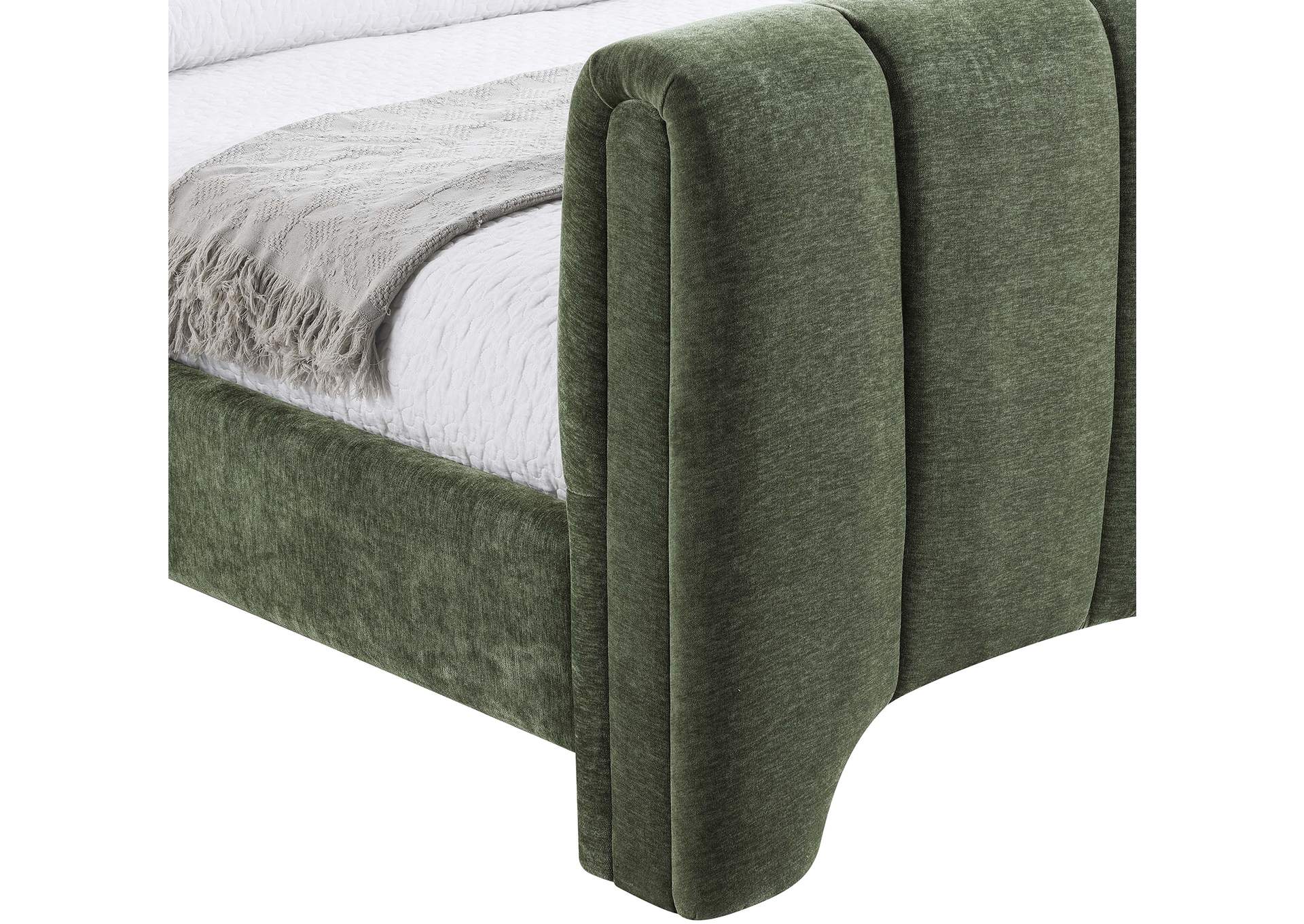 Camila Green Chenille Fabric Twin Bed (3 Boxes)