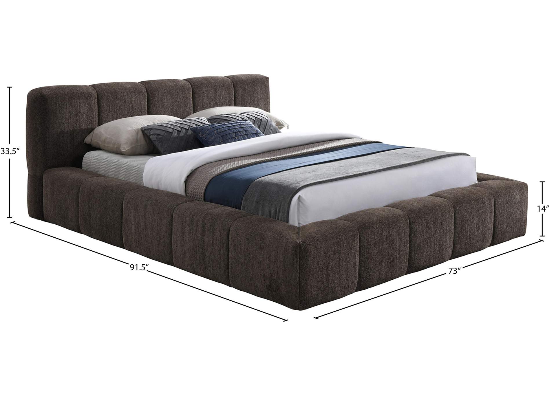 Carlin Brown Chenille Fabric Full Bed (3 Boxes)