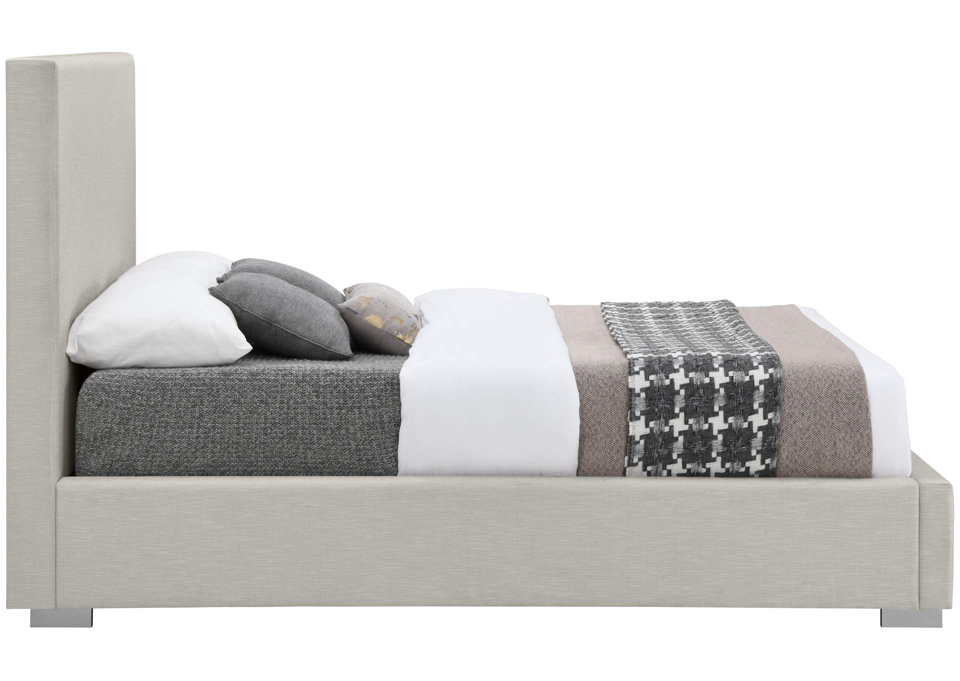 Crosby Beige Linen Textured Fabric Full Bed