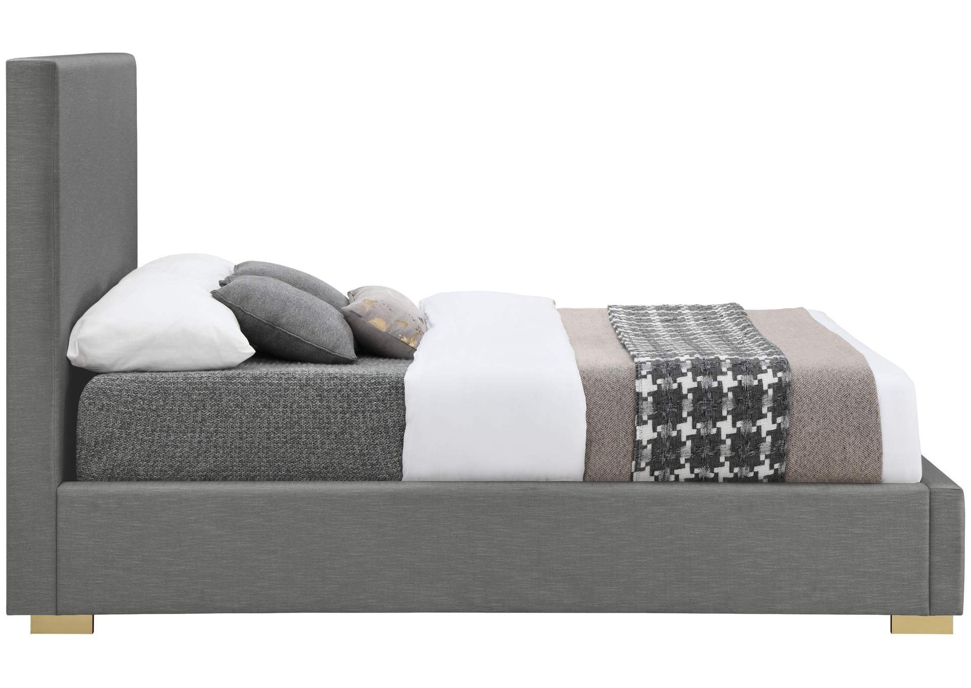 Crosby Grey Linen Textured Fabric King Bed