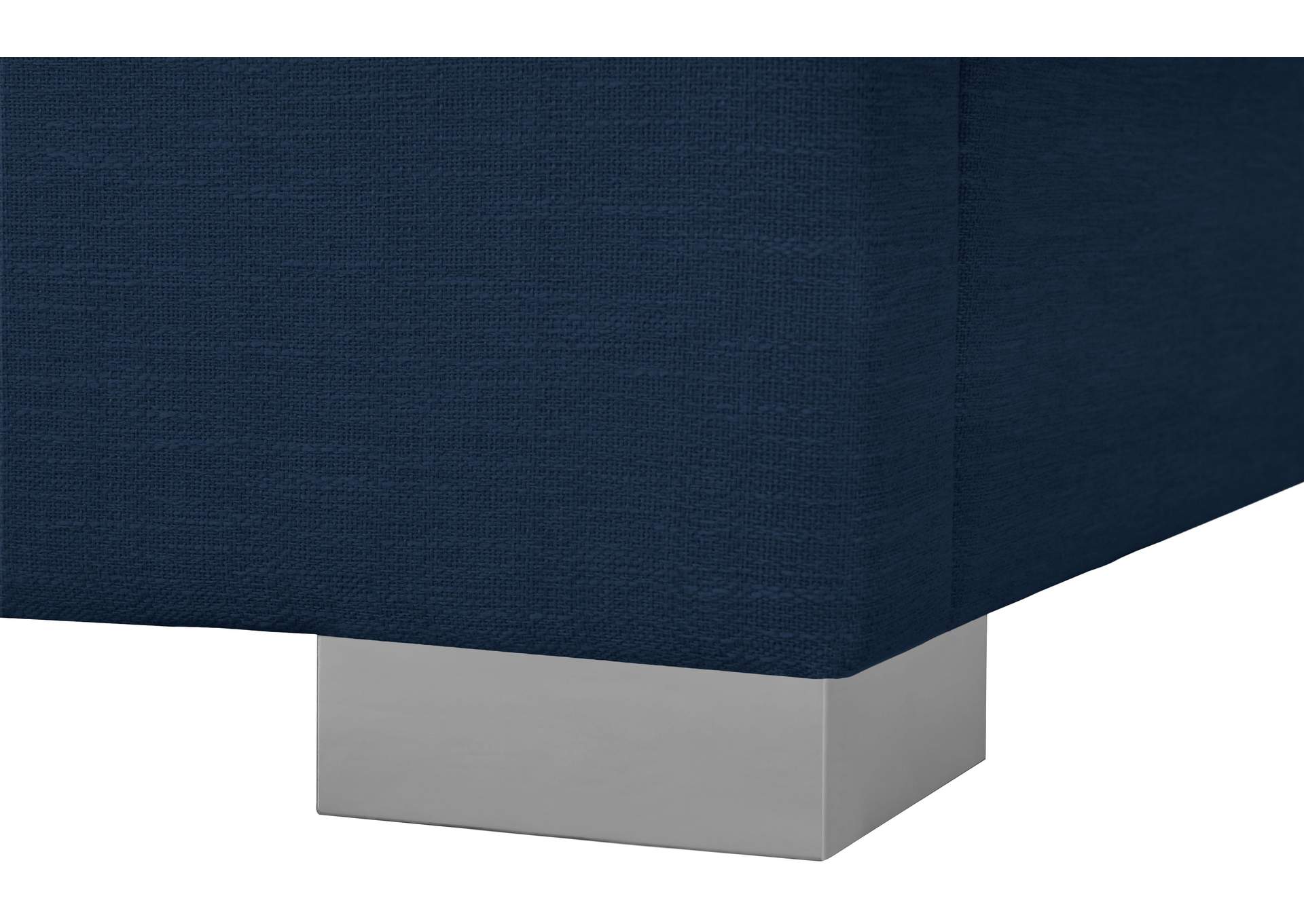 Crosby Navy Linen Textured Fabric Queen Bed