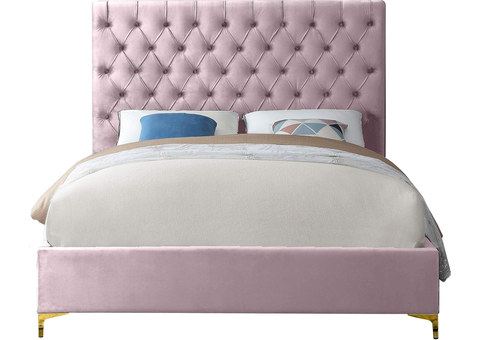 Cruz Pink Velvet Full Bed