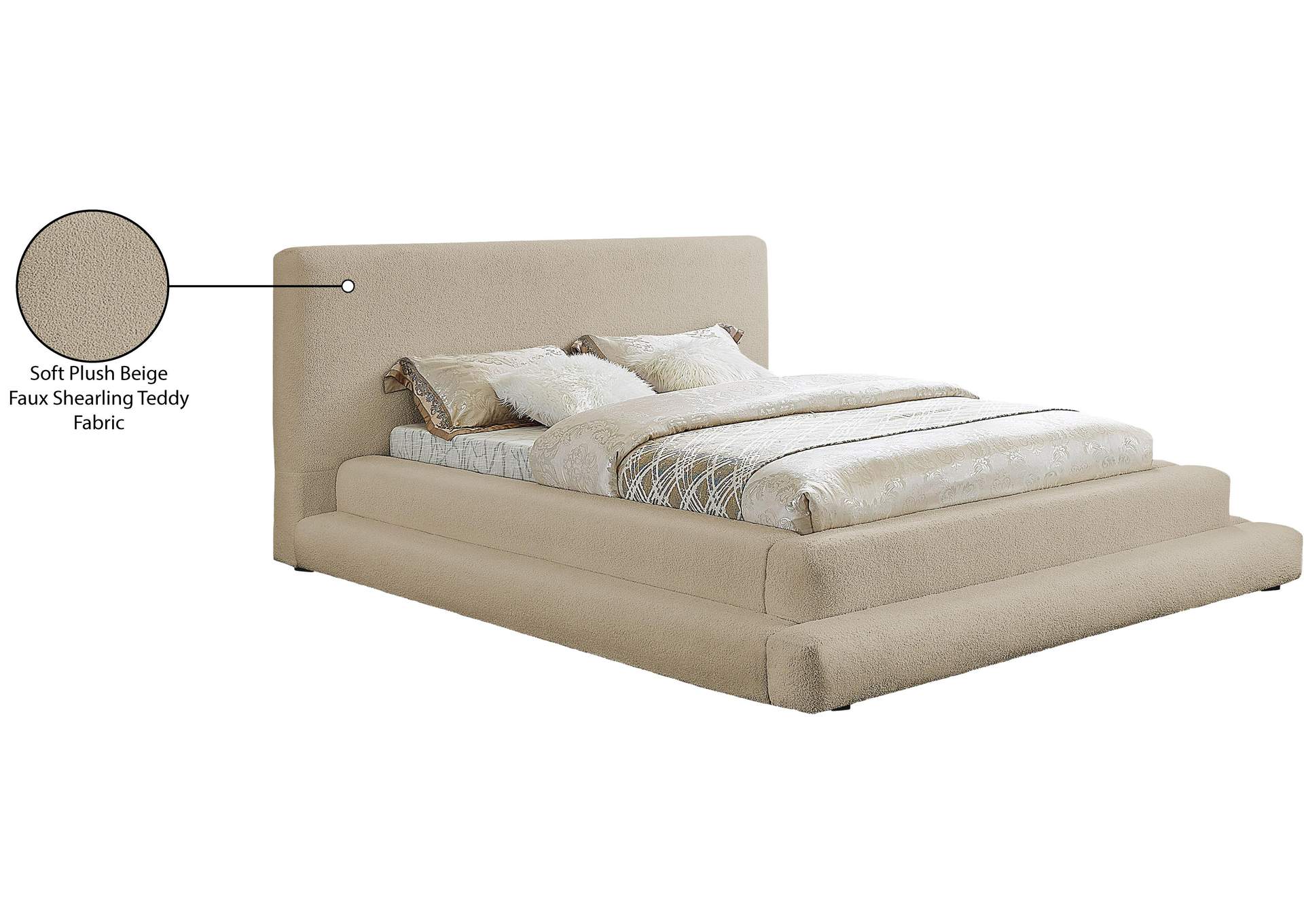 Dane Beige Teddy Fabric Full Bed (3 Boxes)