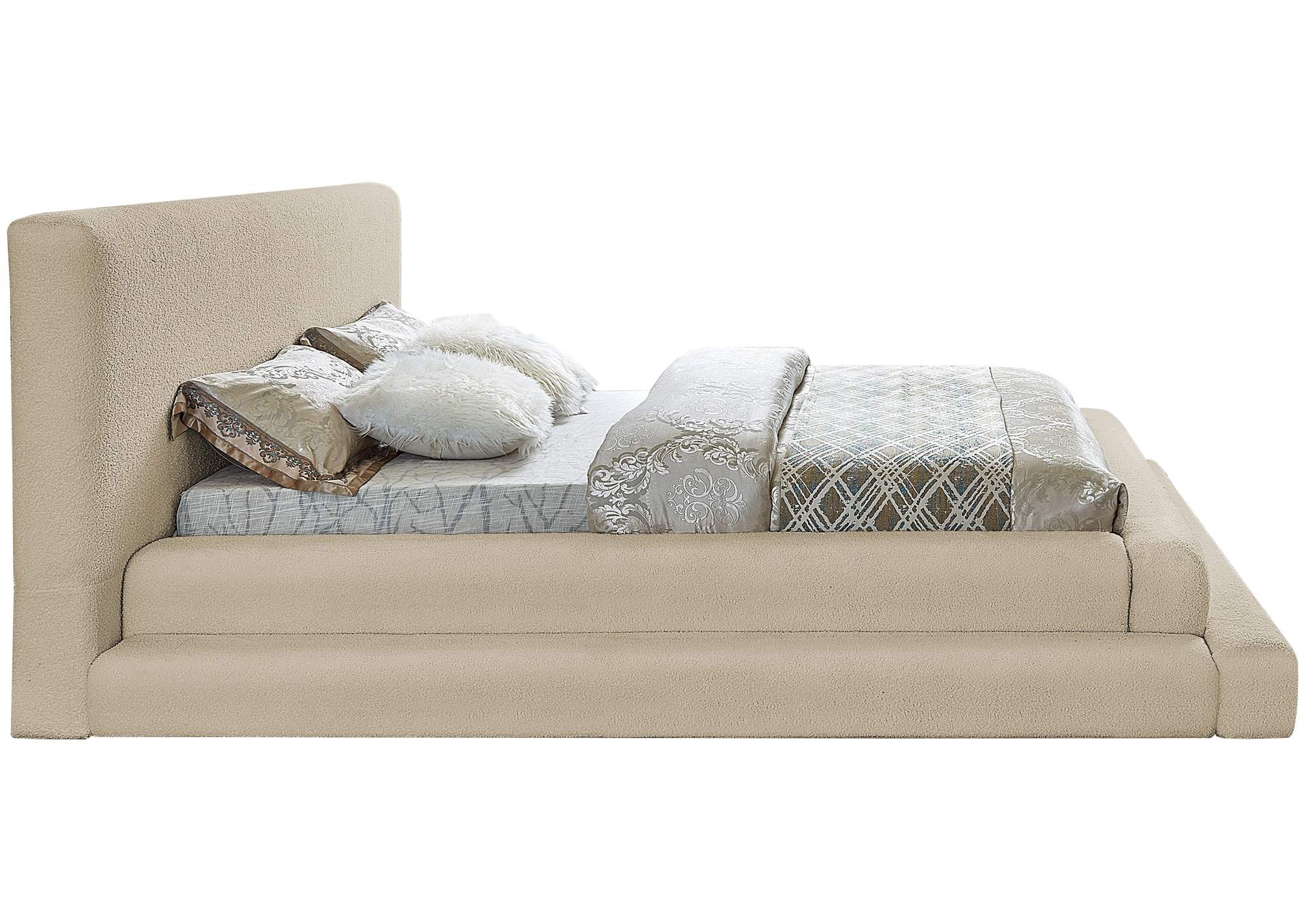 Dane Beige Teddy Fabric Full Bed (3 Boxes)