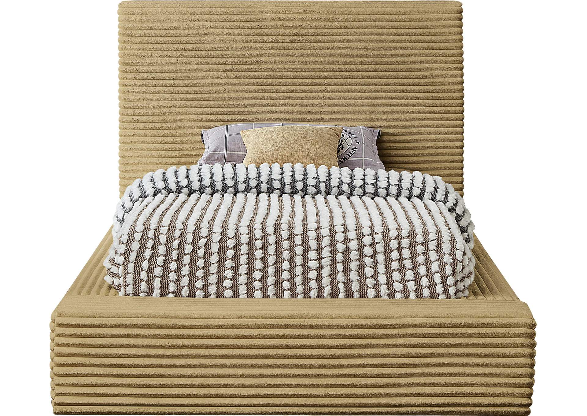Dexter Camel Corduroy Fabric Twin Bed