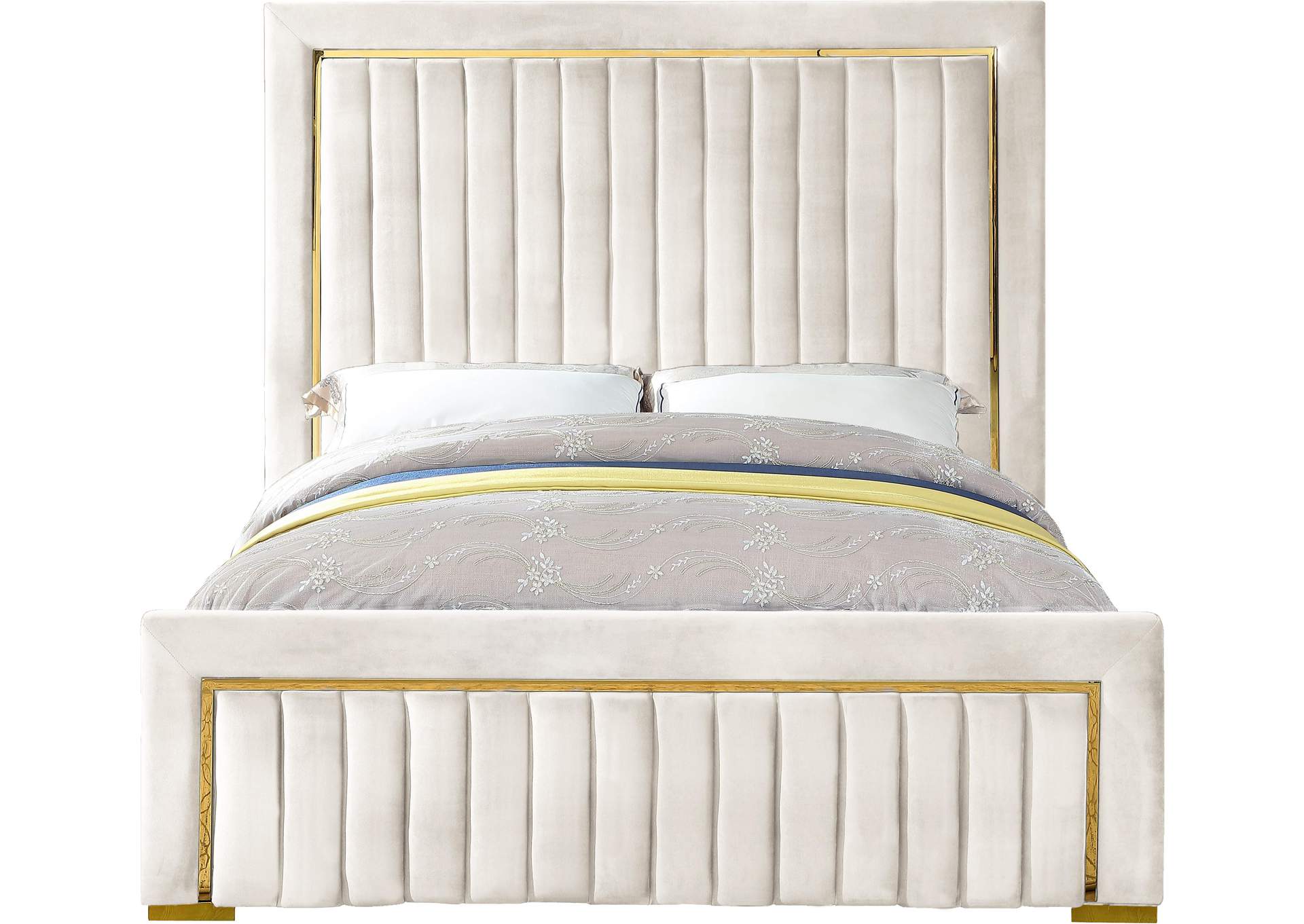 Dolce Cream Velvet King Bed (3 Boxes)