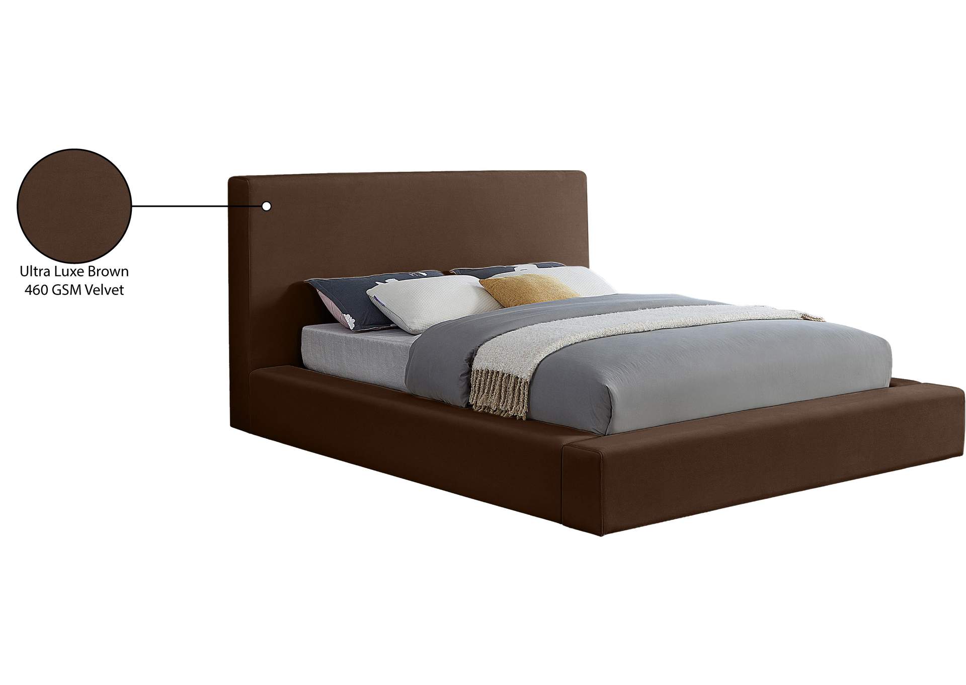 Dorian Brown Velvet King Bed