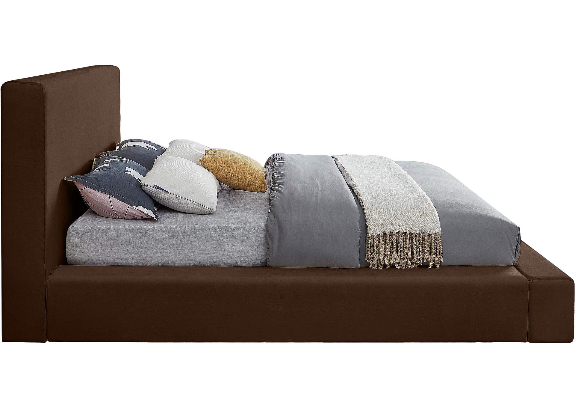 Dorian Brown Velvet King Bed