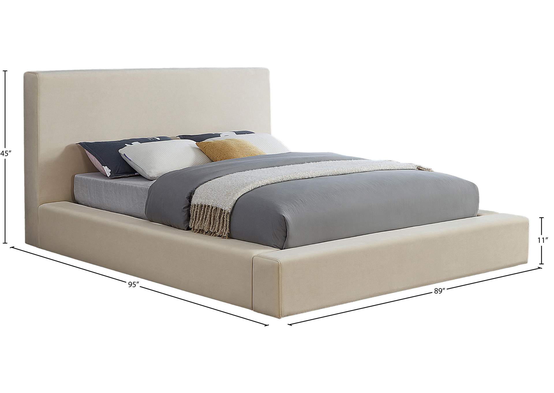 Dorian Cream Velvet King Bed