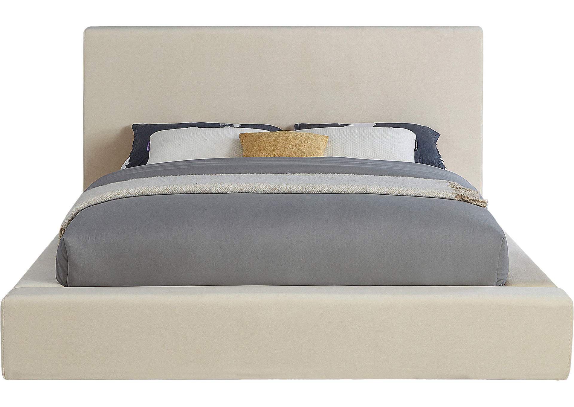 Dorian Cream Velvet King Bed