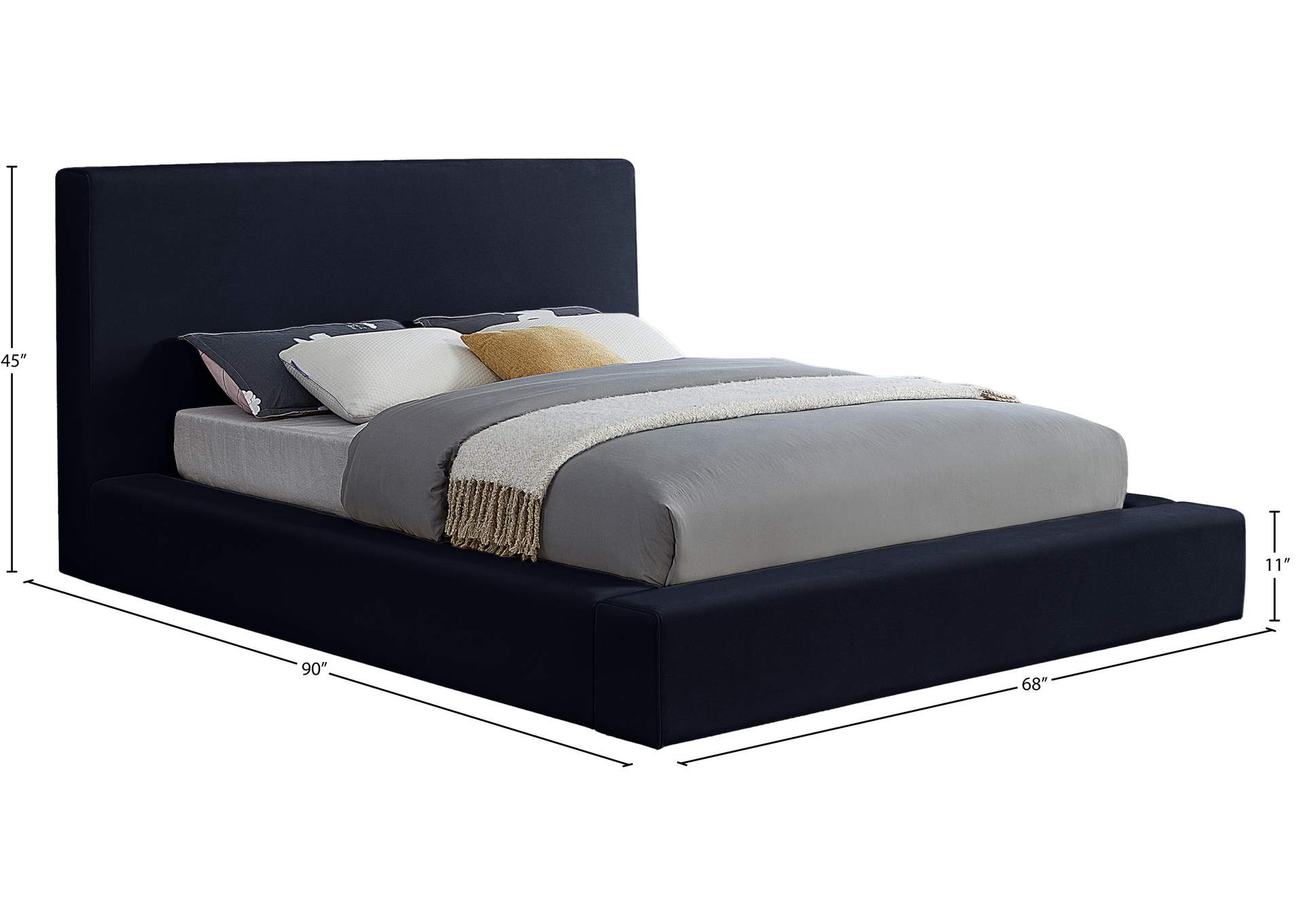 Dorian Navy Velvet Full Bed