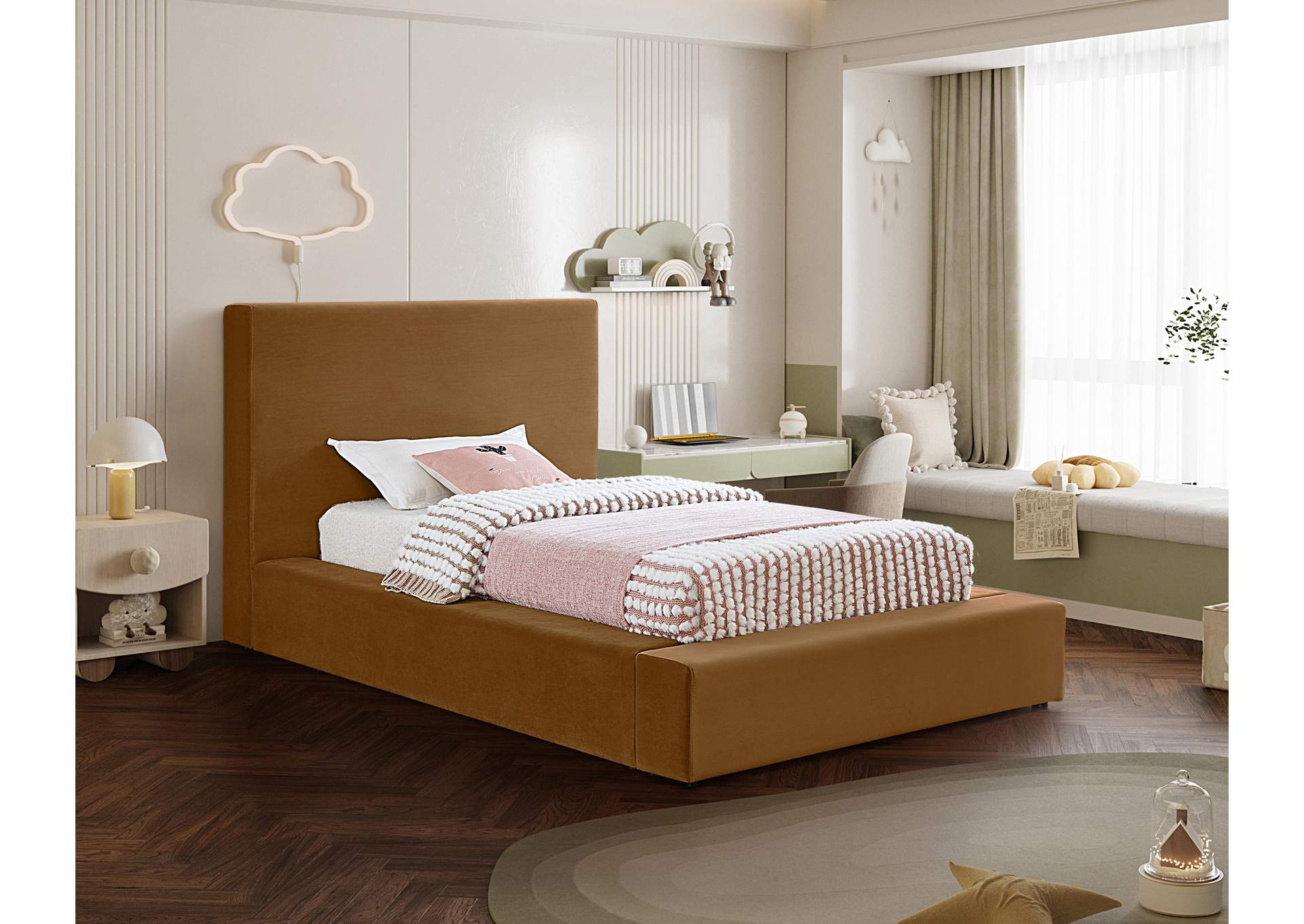 Dorian Saddle Velvet Twin Bed image 3