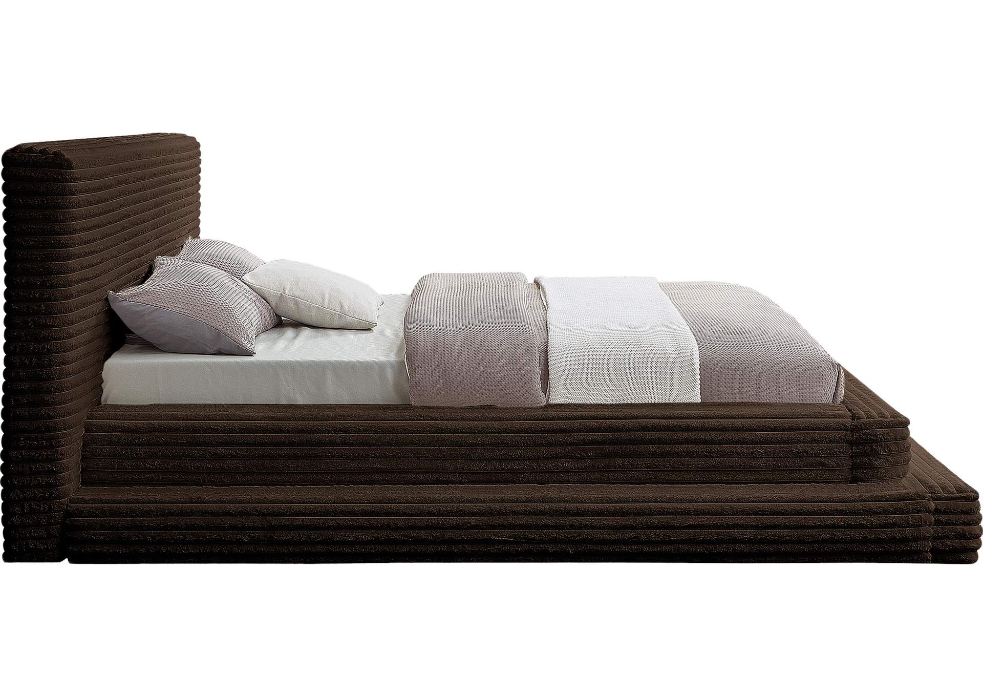 Drew Brown Corduroy Fabric Queen Bed (3 Boxes)