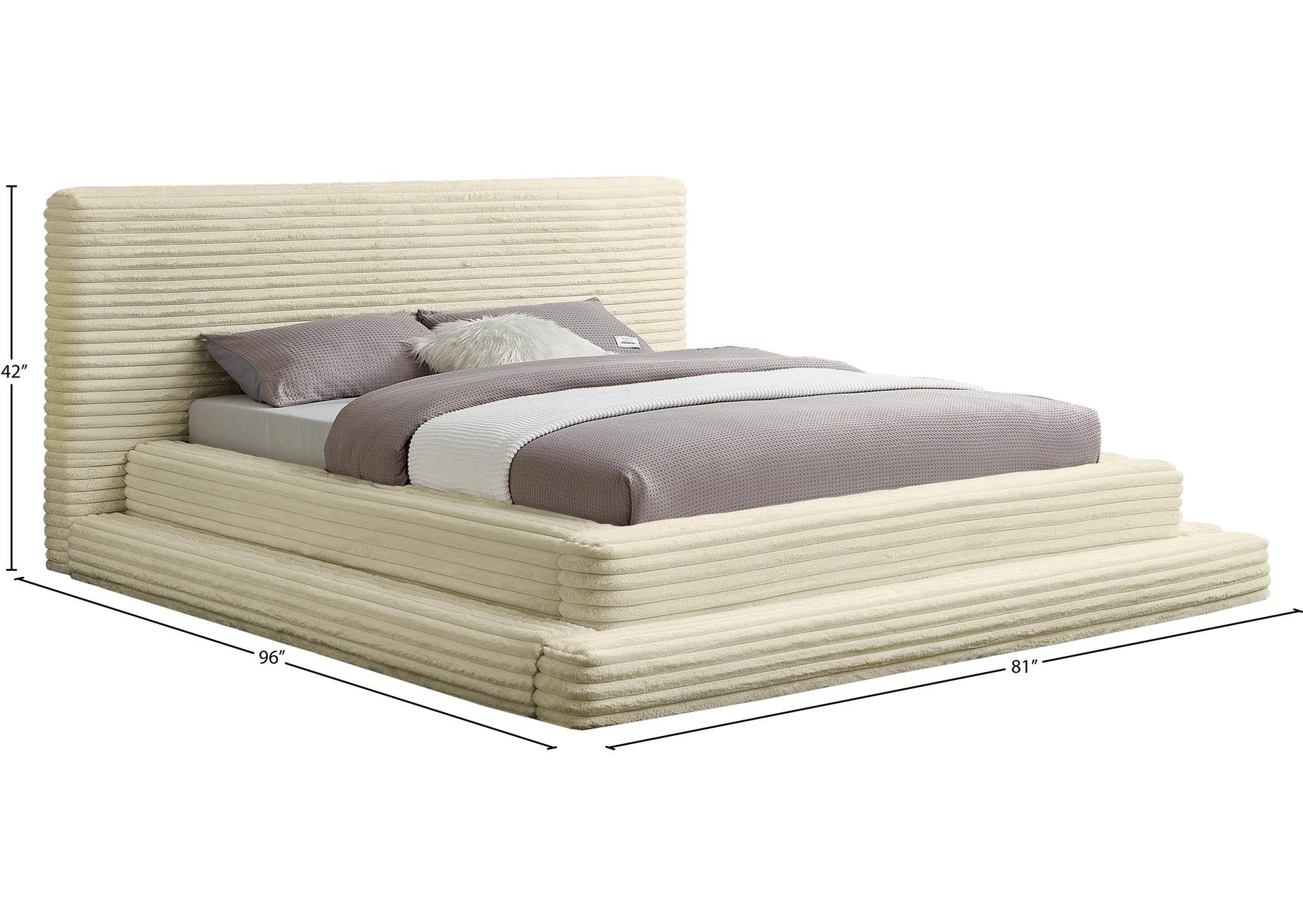Drew Cream Corduroy Fabric Full Bed (3 Boxes) image 8