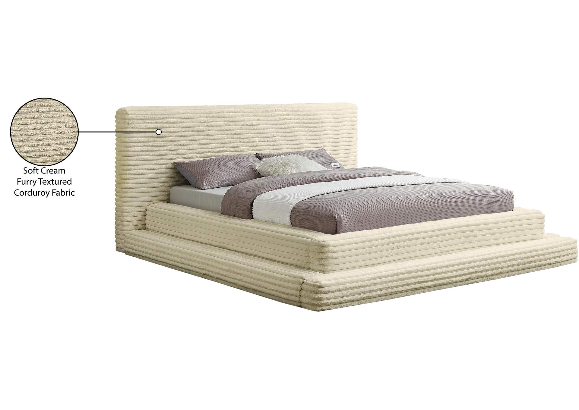 Drew Cream Corduroy Fabric Full Bed (3 Boxes) image 9