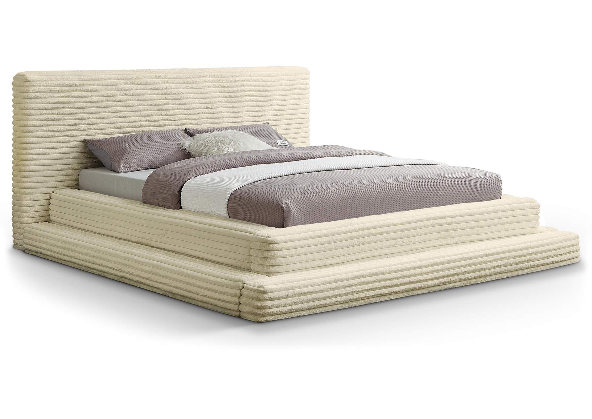 Drew Cream Corduroy Fabric Full Bed (3 Boxes) image 1