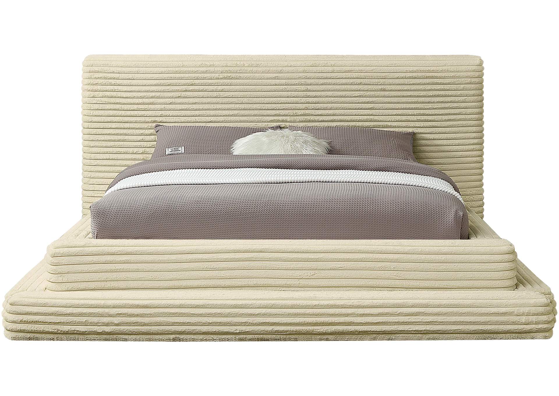 Drew Cream Corduroy Fabric Full Bed (3 Boxes) image 4