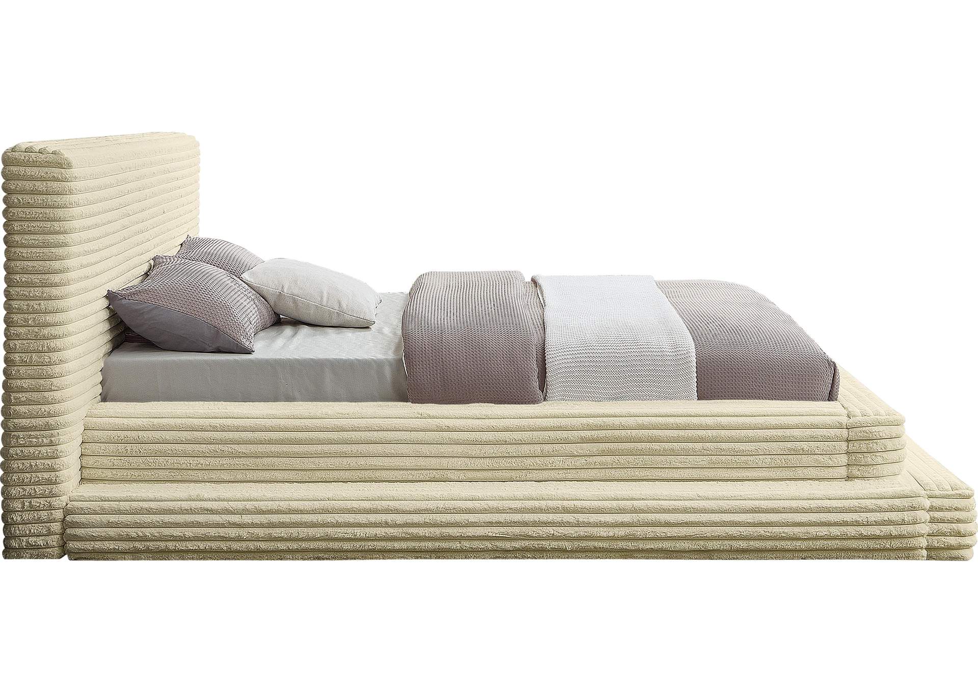 Drew Cream Corduroy Fabric Full Bed (3 Boxes) image 5