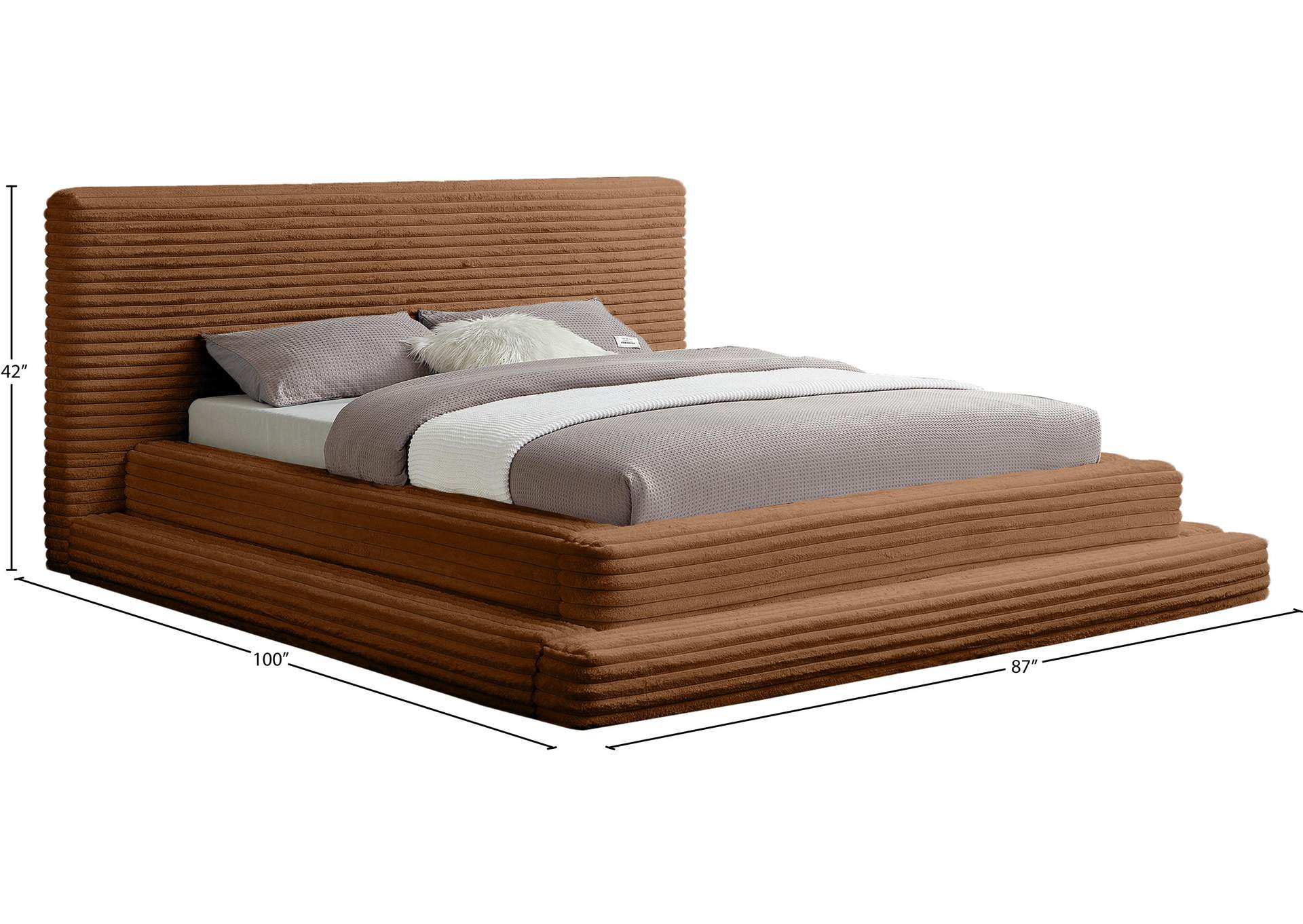 Drew Saddle Corduroy Fabric Queen Bed (3 Boxes) image 8