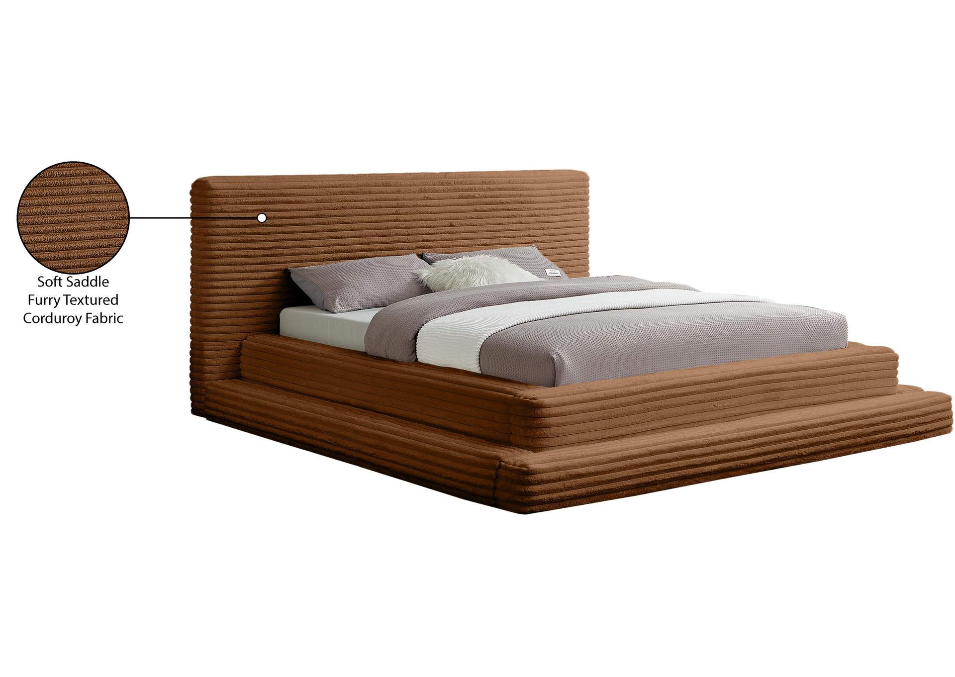Drew Saddle Corduroy Fabric Queen Bed (3 Boxes) image 9