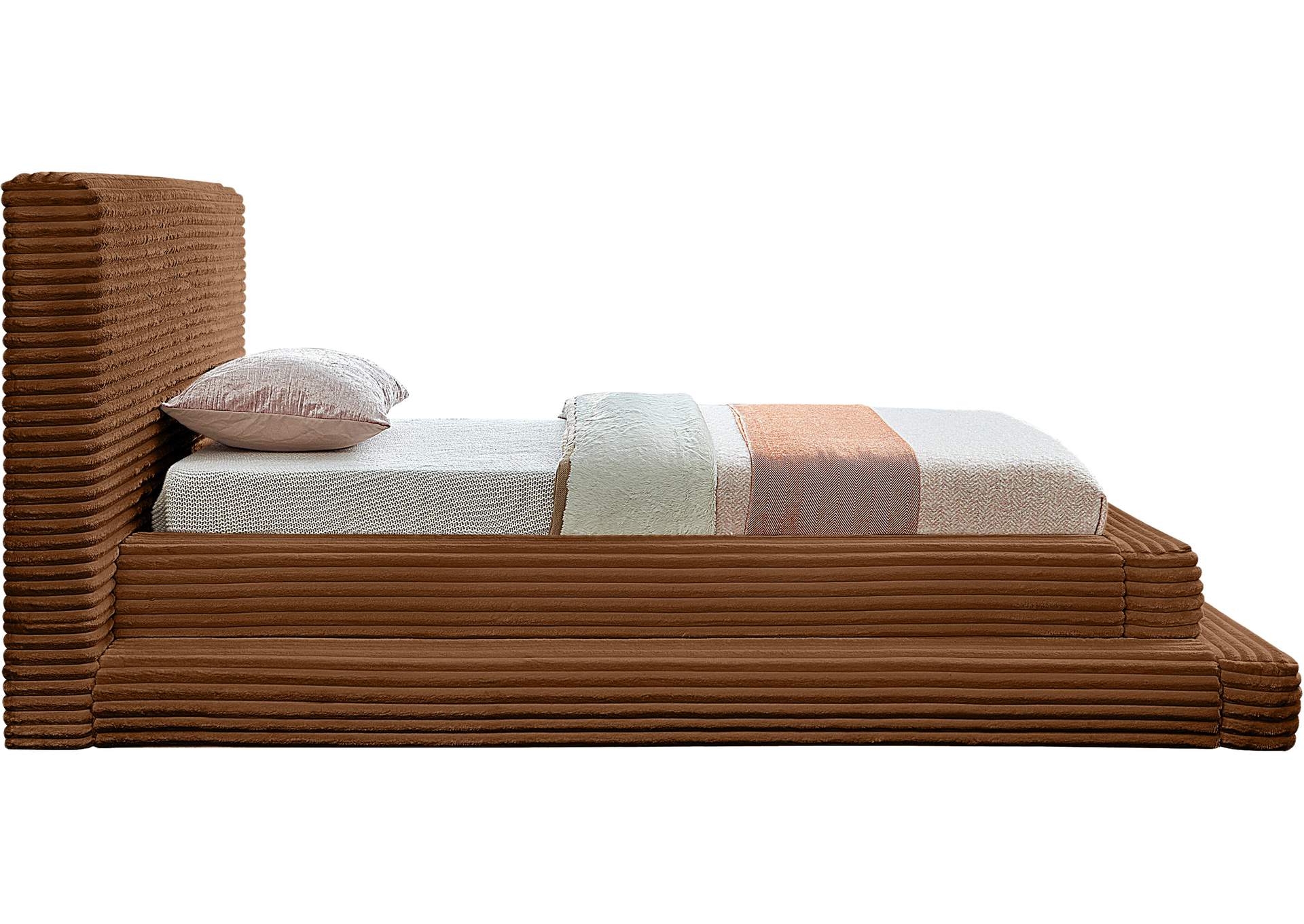 Drew Saddle Corduroy Fabric Twin Bed (3 Boxes)