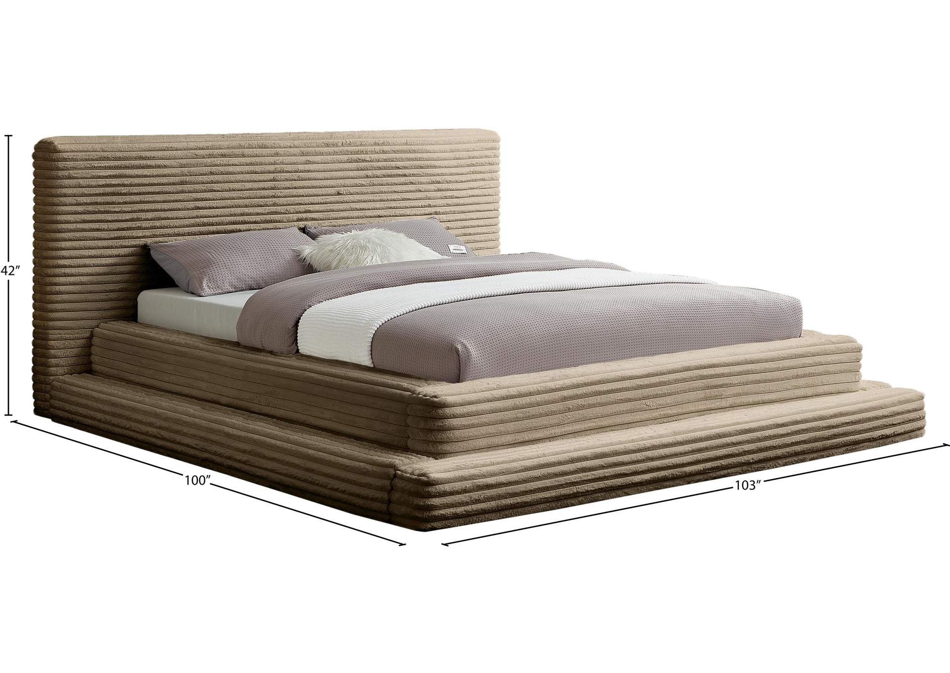 Drew Taupe Corduroy Fabric King Bed (3 Boxes) image 8
