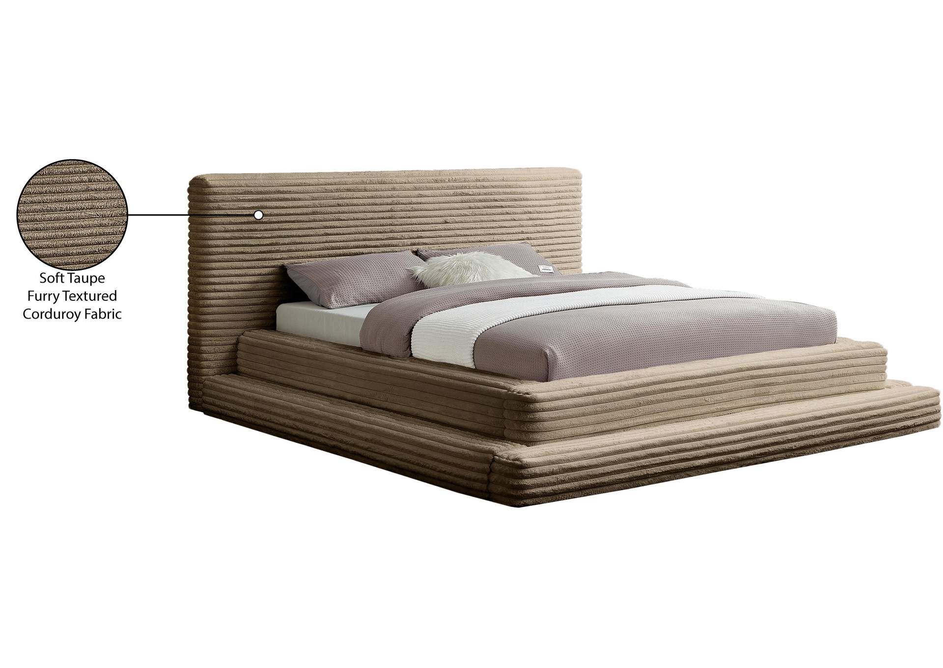 Drew Taupe Corduroy Fabric King Bed (3 Boxes) image 9