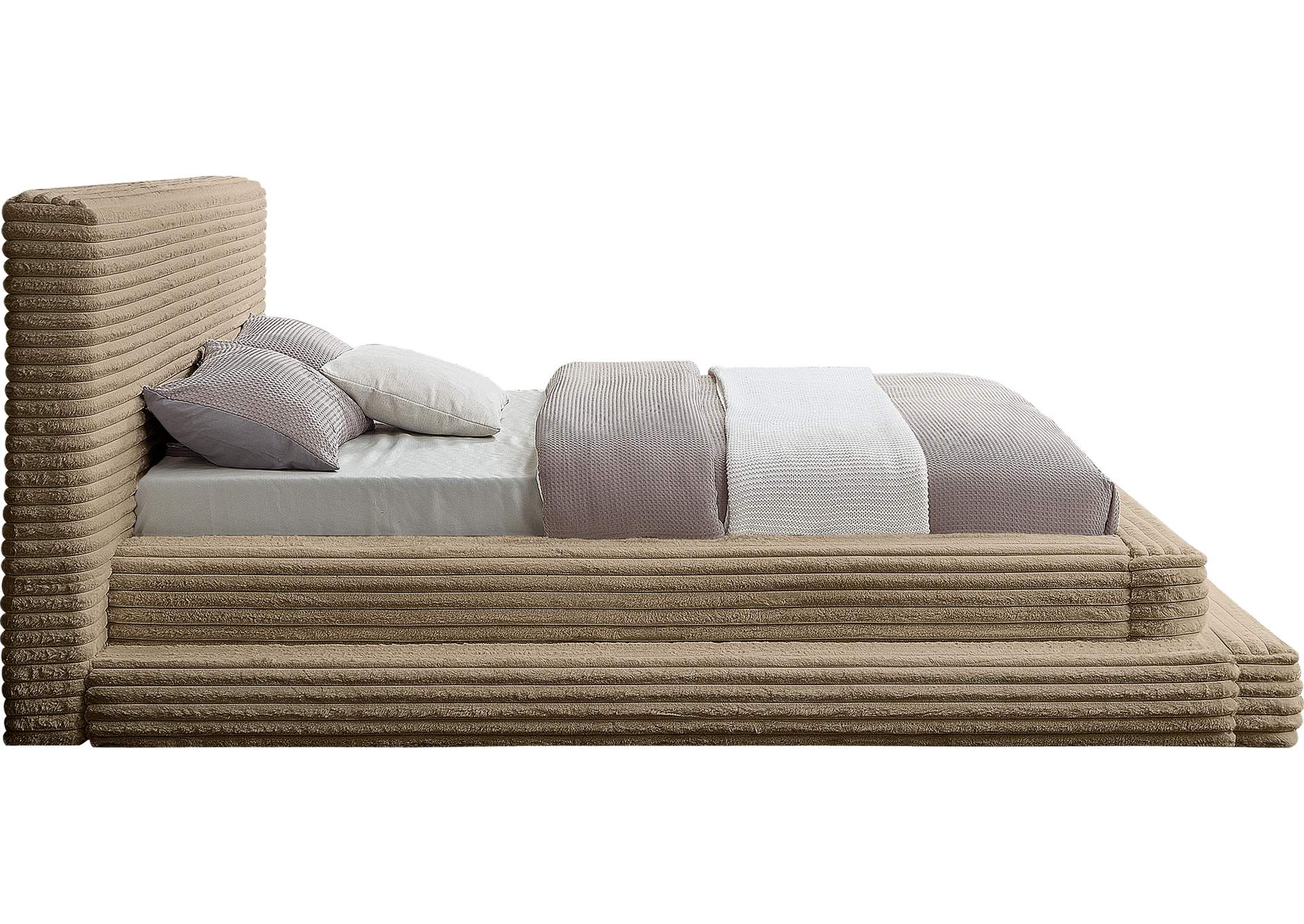 Drew Taupe Corduroy Fabric King Bed (3 Boxes) image 5