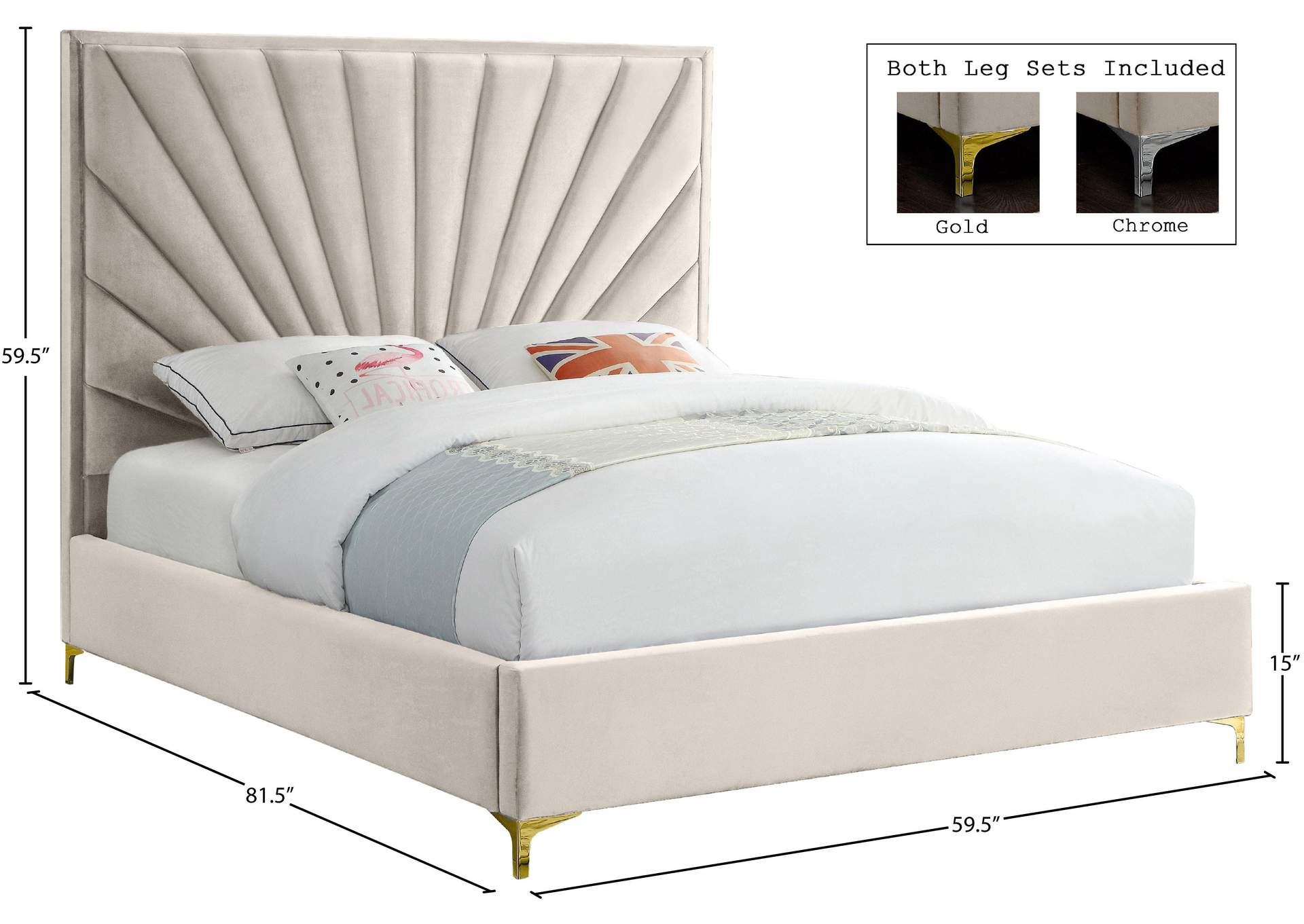 Eclipse Cream Velvet Full Bed