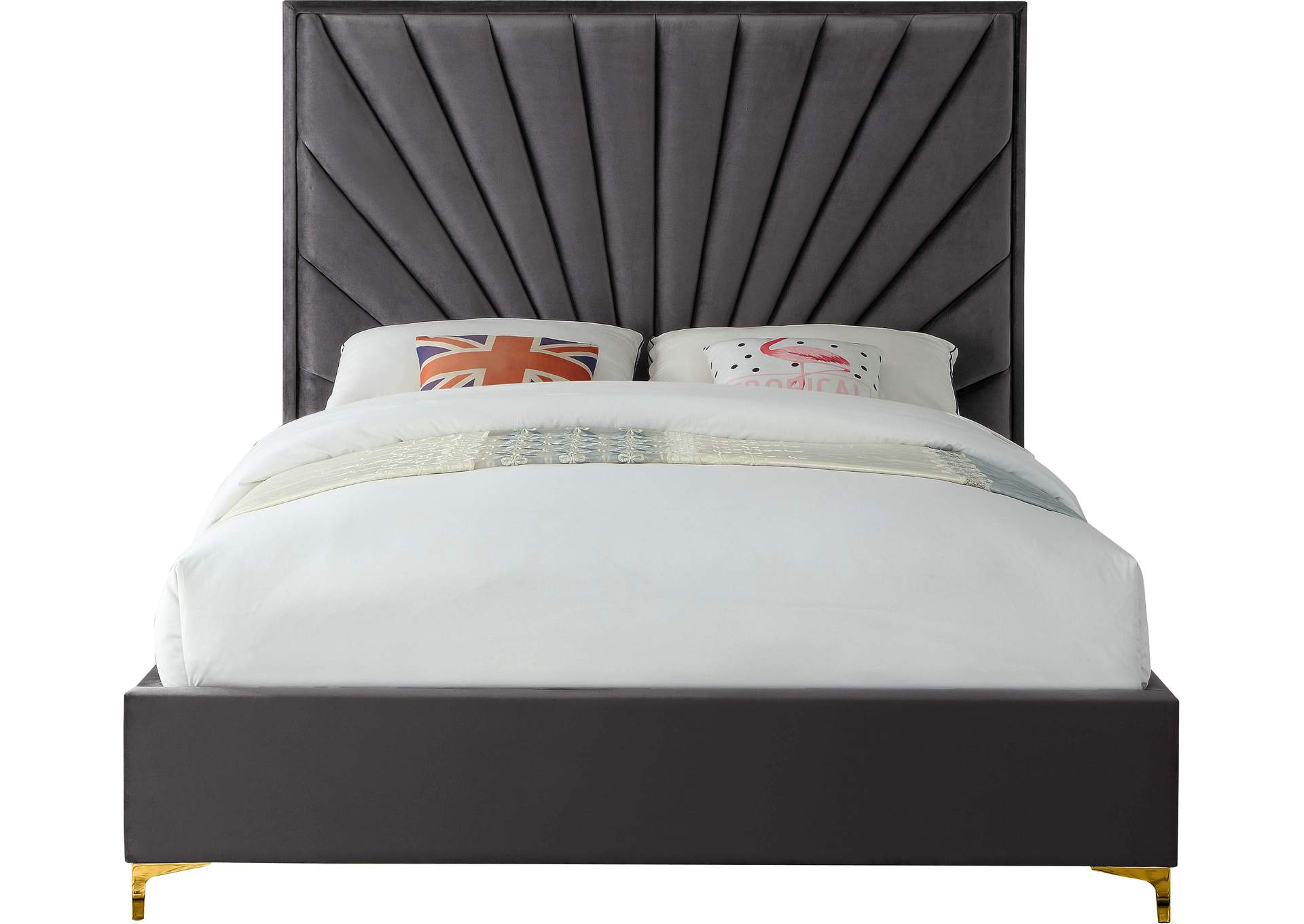 Eclipse Grey Velvet Full Bed