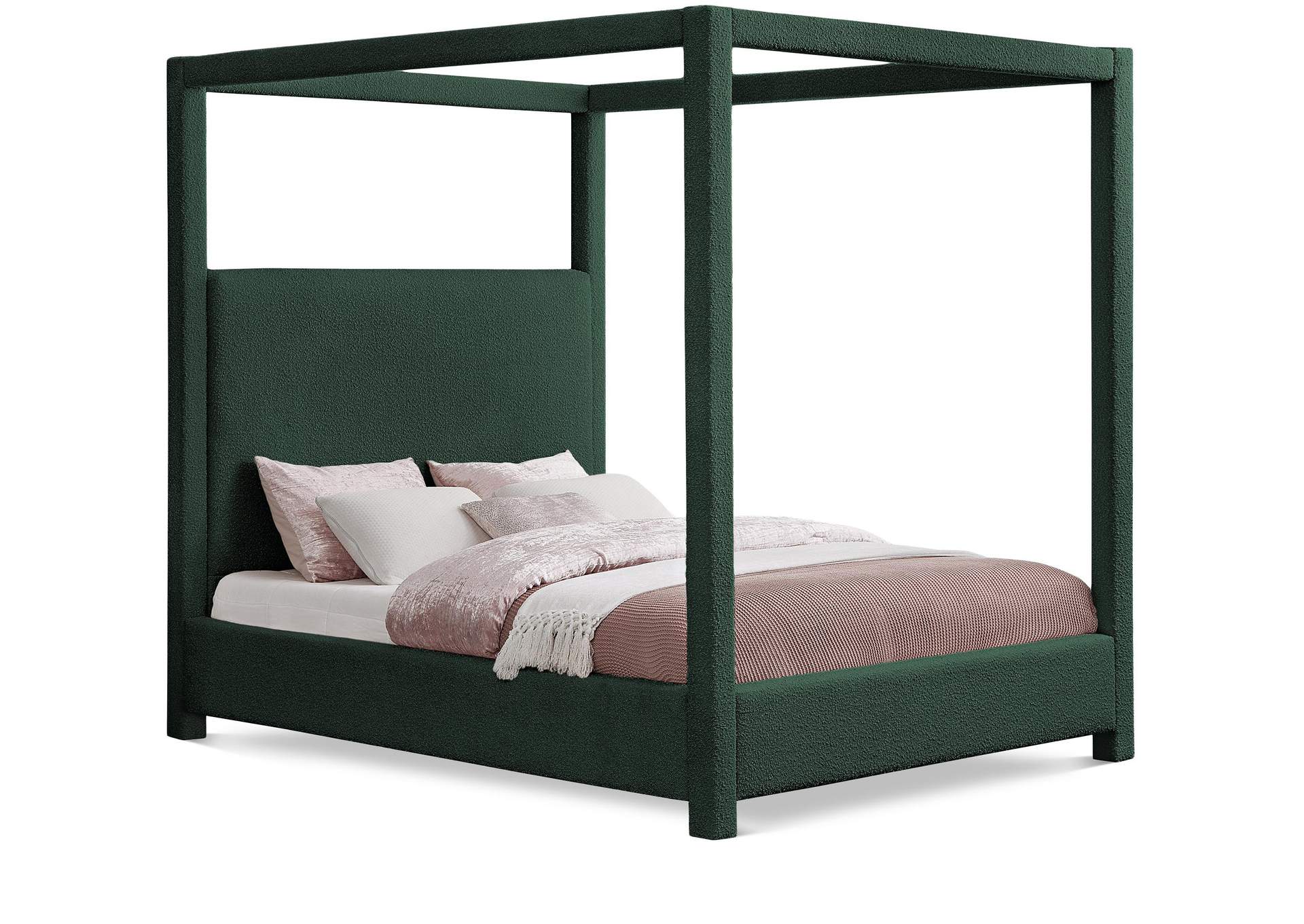 Eden Green Boucle Fabric Queen Bed (3 Boxes) image 1