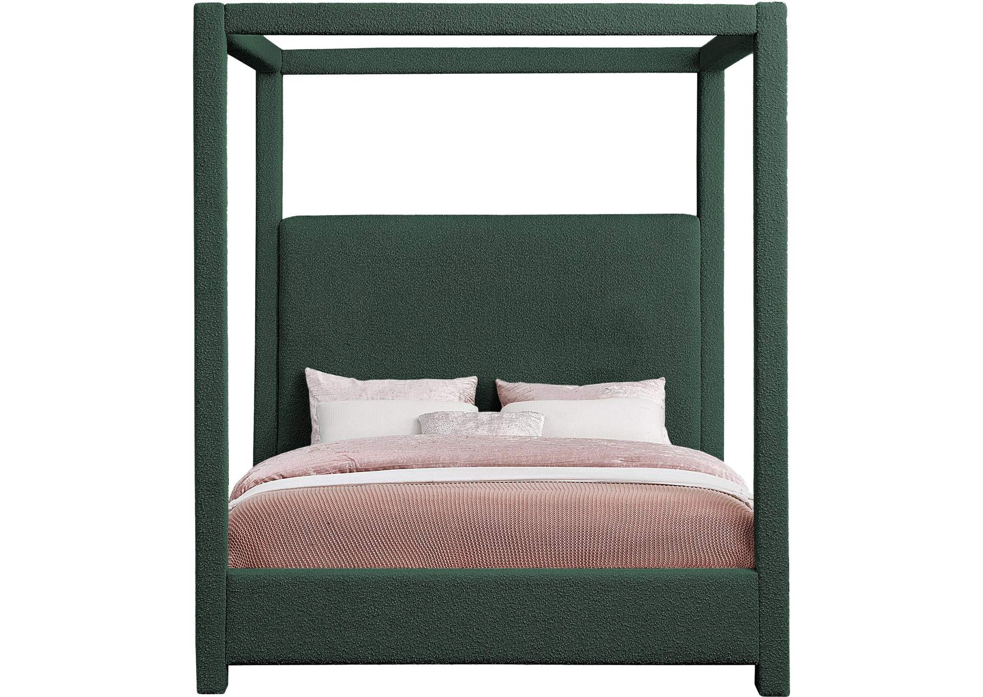 Eden Green Boucle Fabric Queen Bed (3 Boxes) image 4