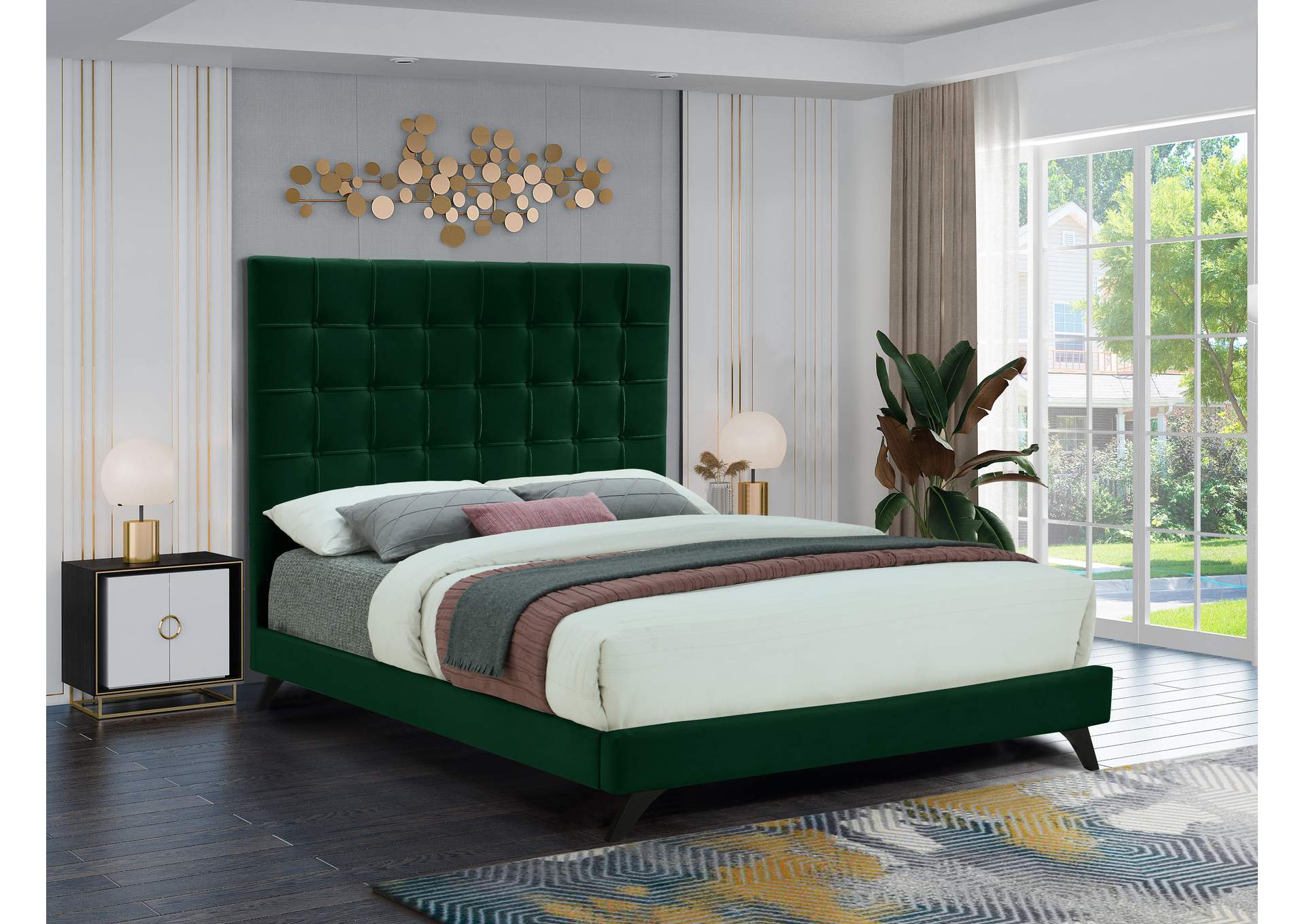 Elly Green Velvet Full Bed