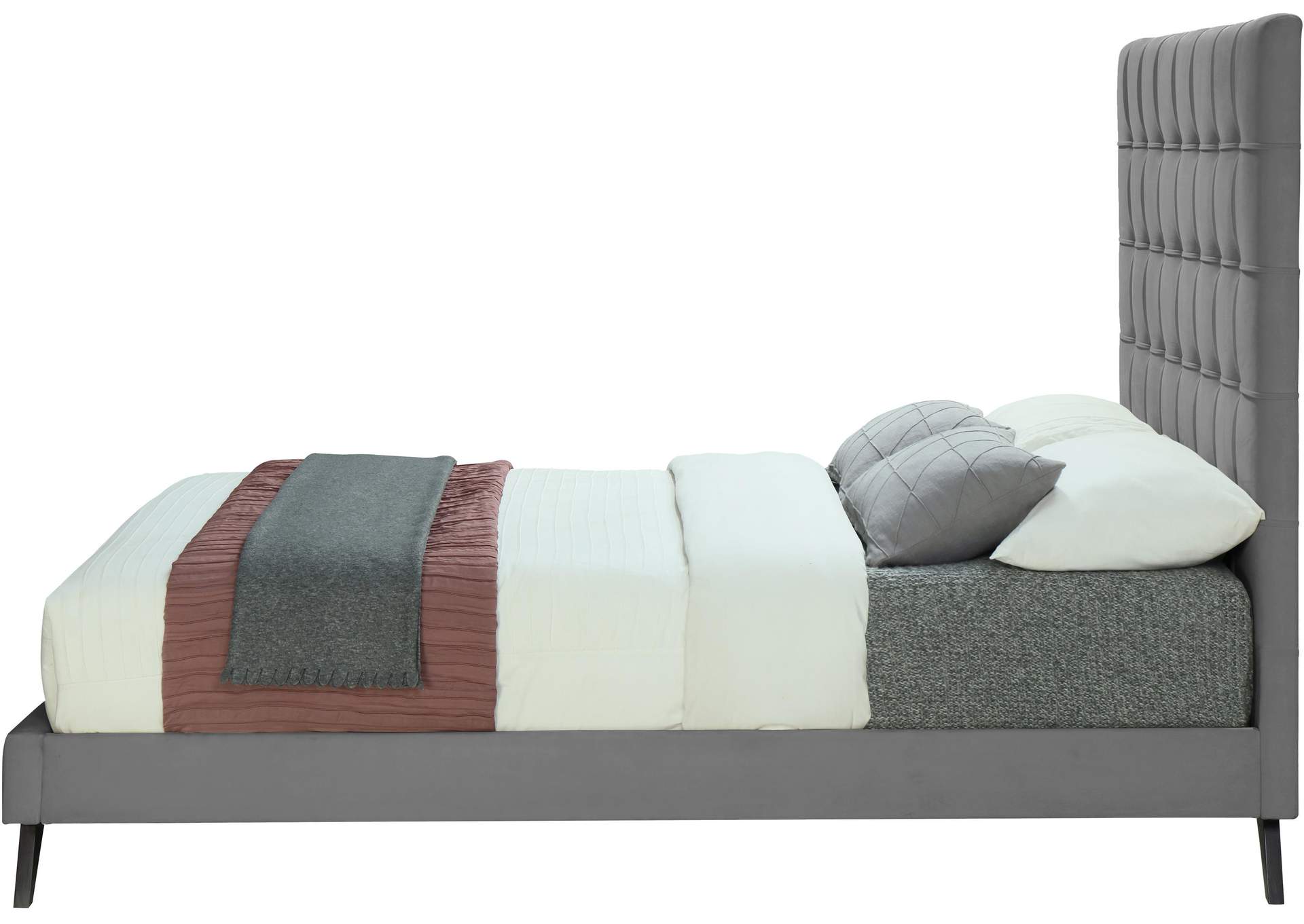 Elly Grey Velvet Queen Bed