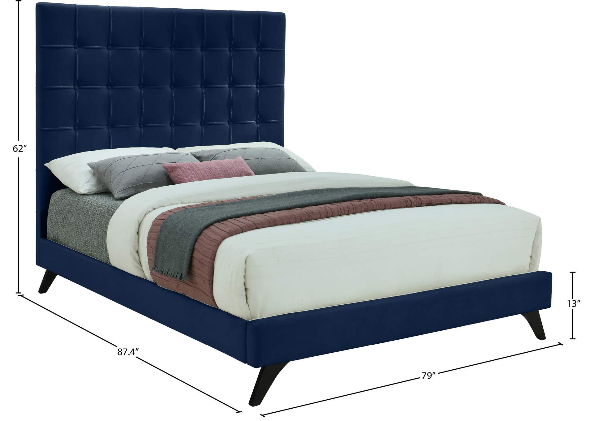 Elly Navy Velvet King Bed