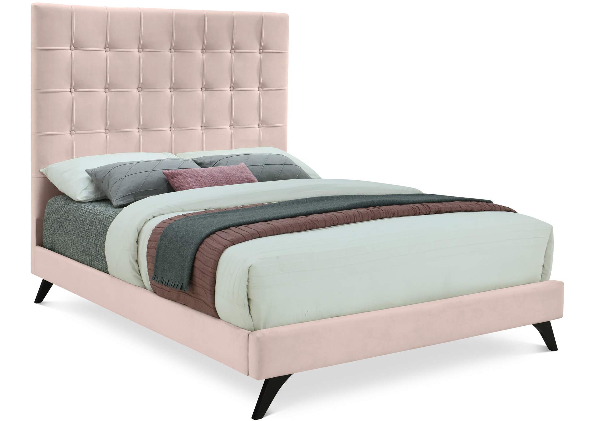 Elly Pink Velvet Full Bed