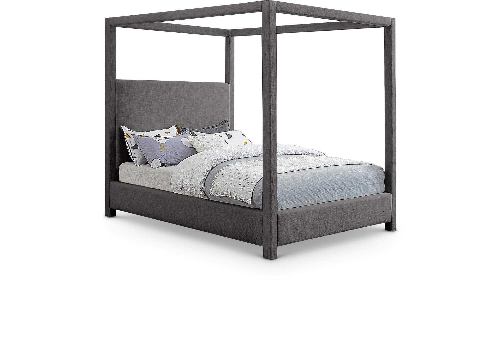 Emerson Grey Linen Textured Fabric Full Bed (3 Boxes)