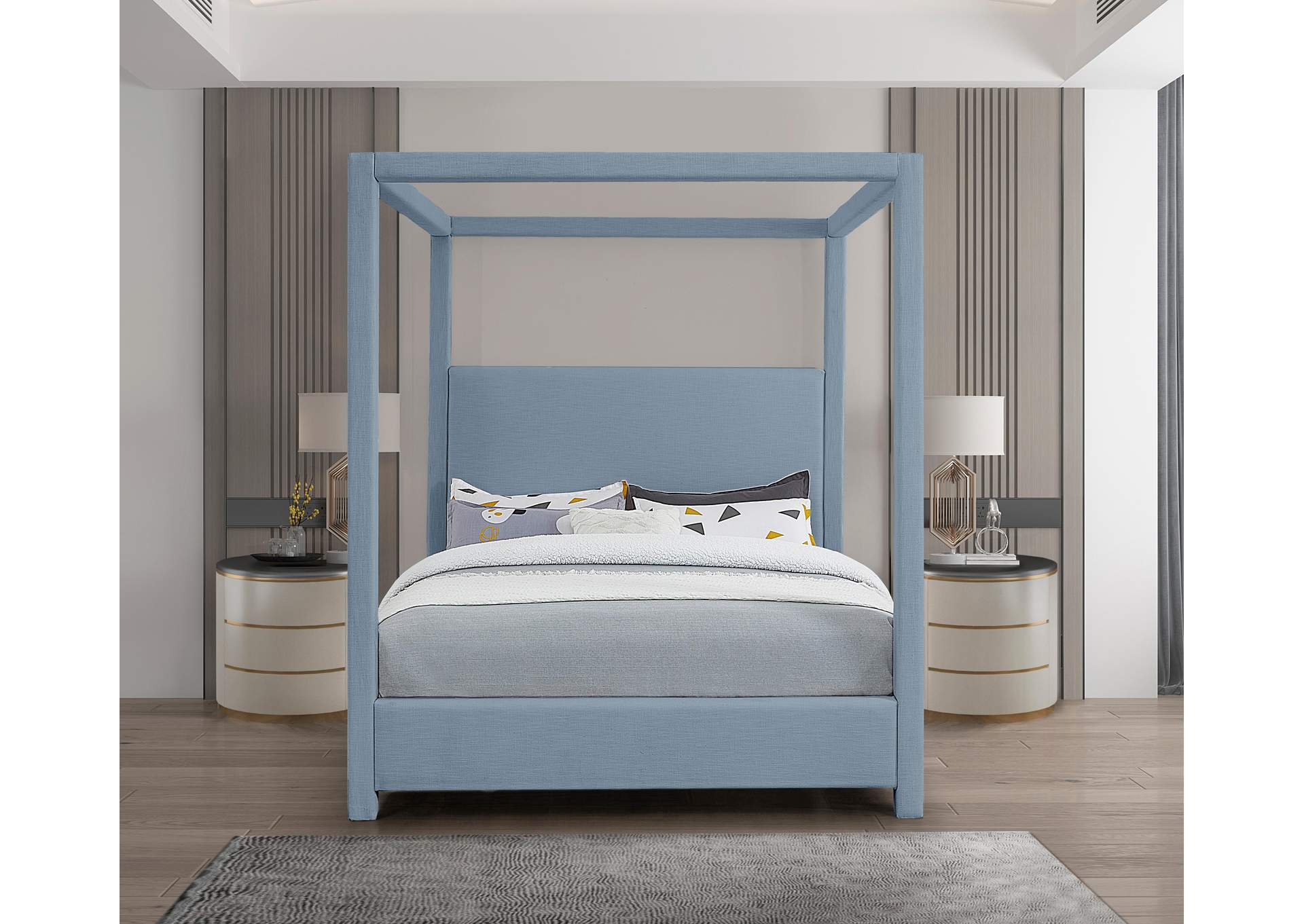 Emerson Sky Blue King Bed (3 Boxes)